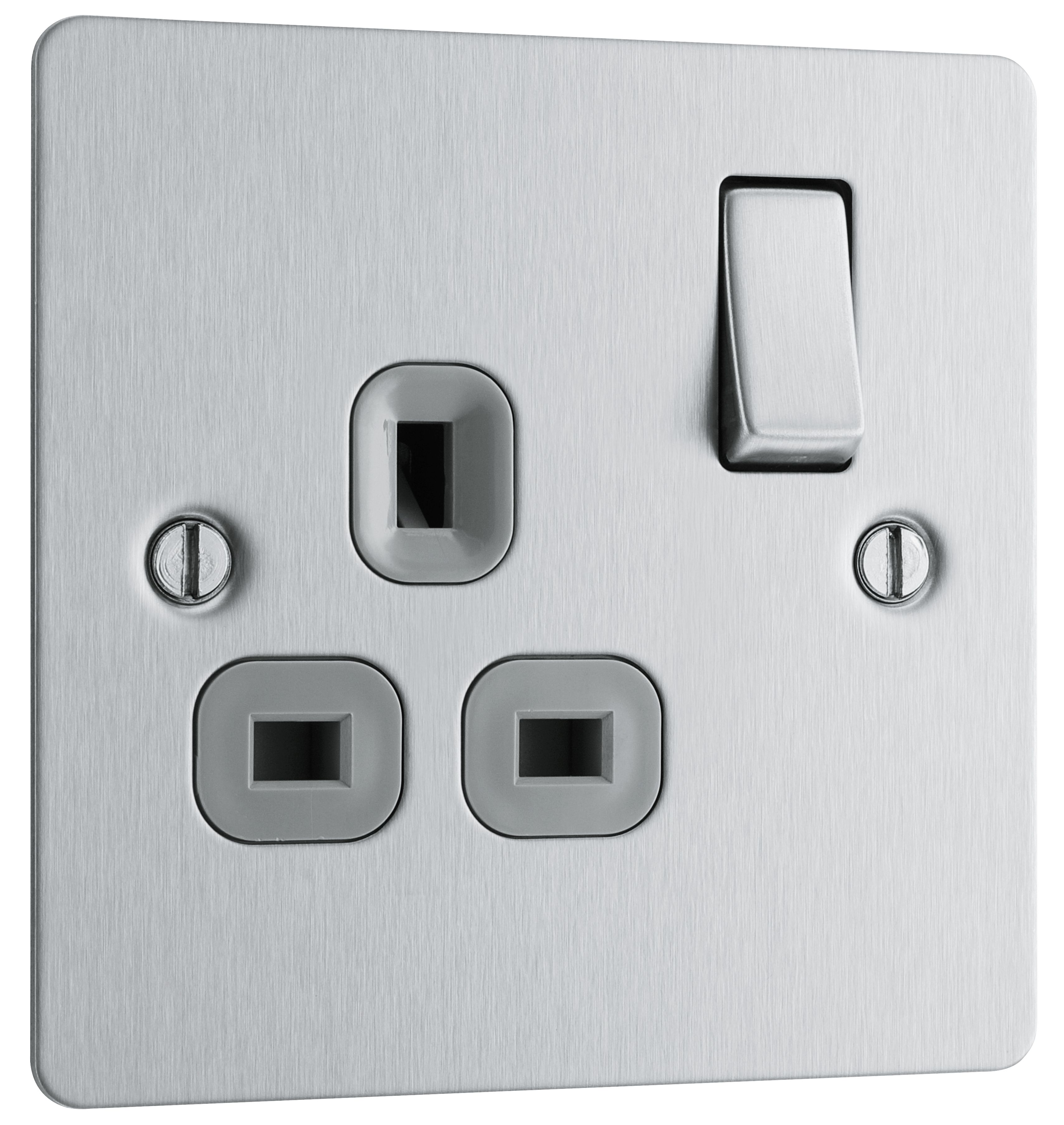 BG Screwless Flatplate Matt Black 13A Switched Socket 1 Gang - 3