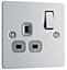 BG Brushed Steel 13A Switched Socket & Grey inserts