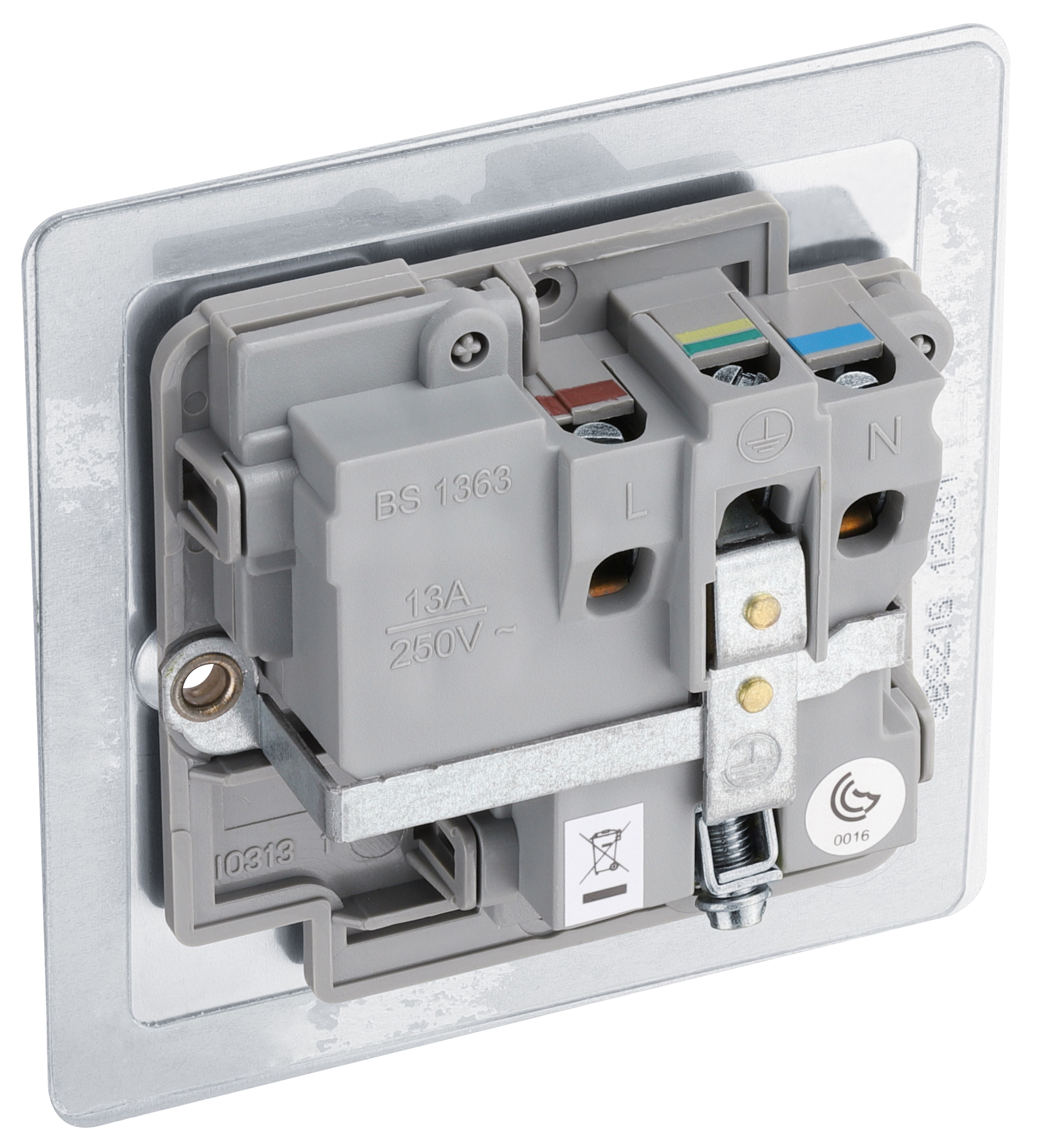 BG Screwless Flatplate Matt Black 13A Switched Socket 1 Gang - 6