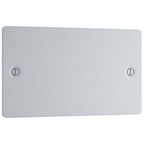 BG Brushed Steel 2 gang Double Flat profile Blanking plate
