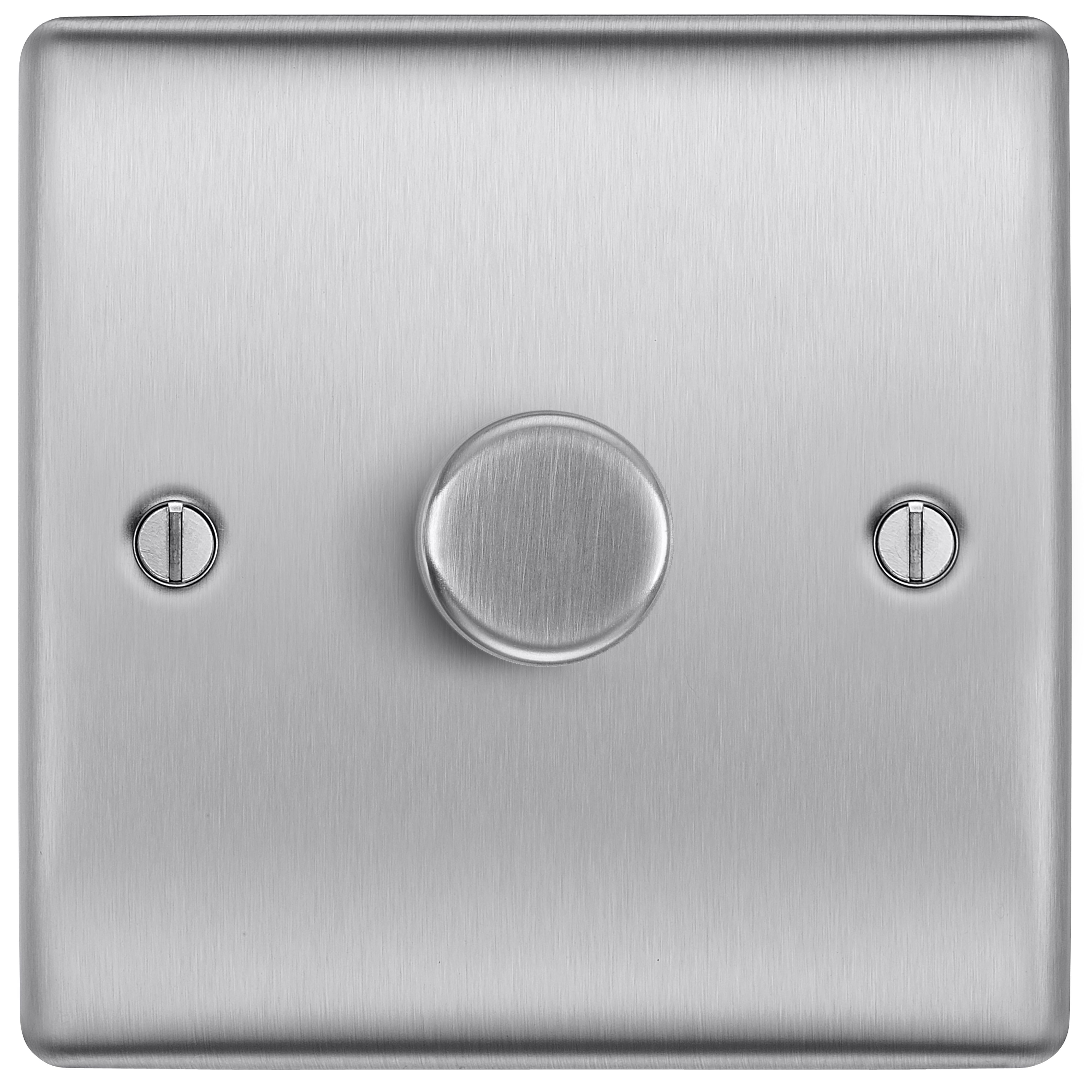 BG Brushed Steel 2 way 400W Dimmer switch Matt Silver 1 gang