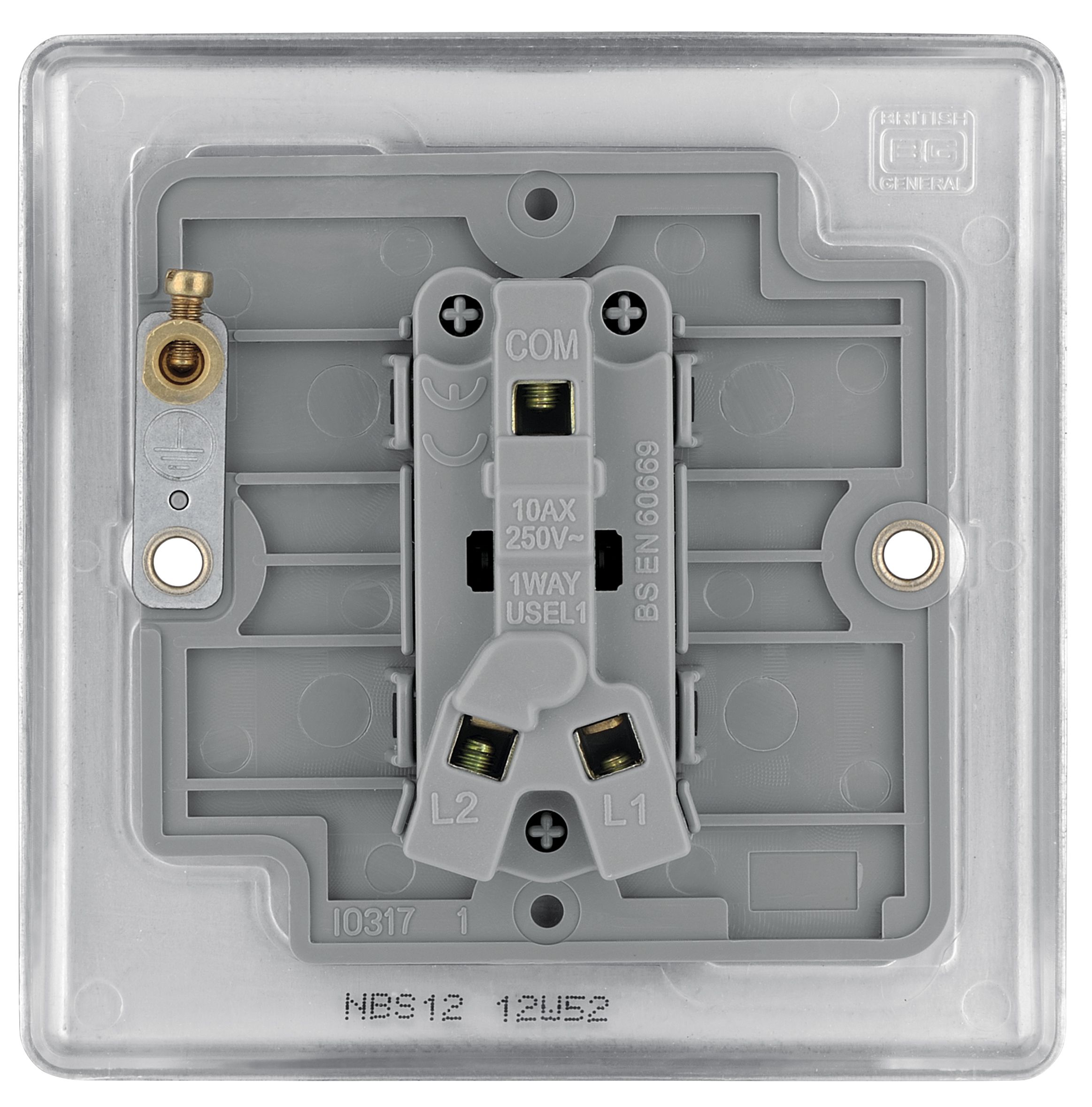 BG Nexus Metal Brushed Steel Switch 20A 16AX 1 Gang 2 Way - 5
