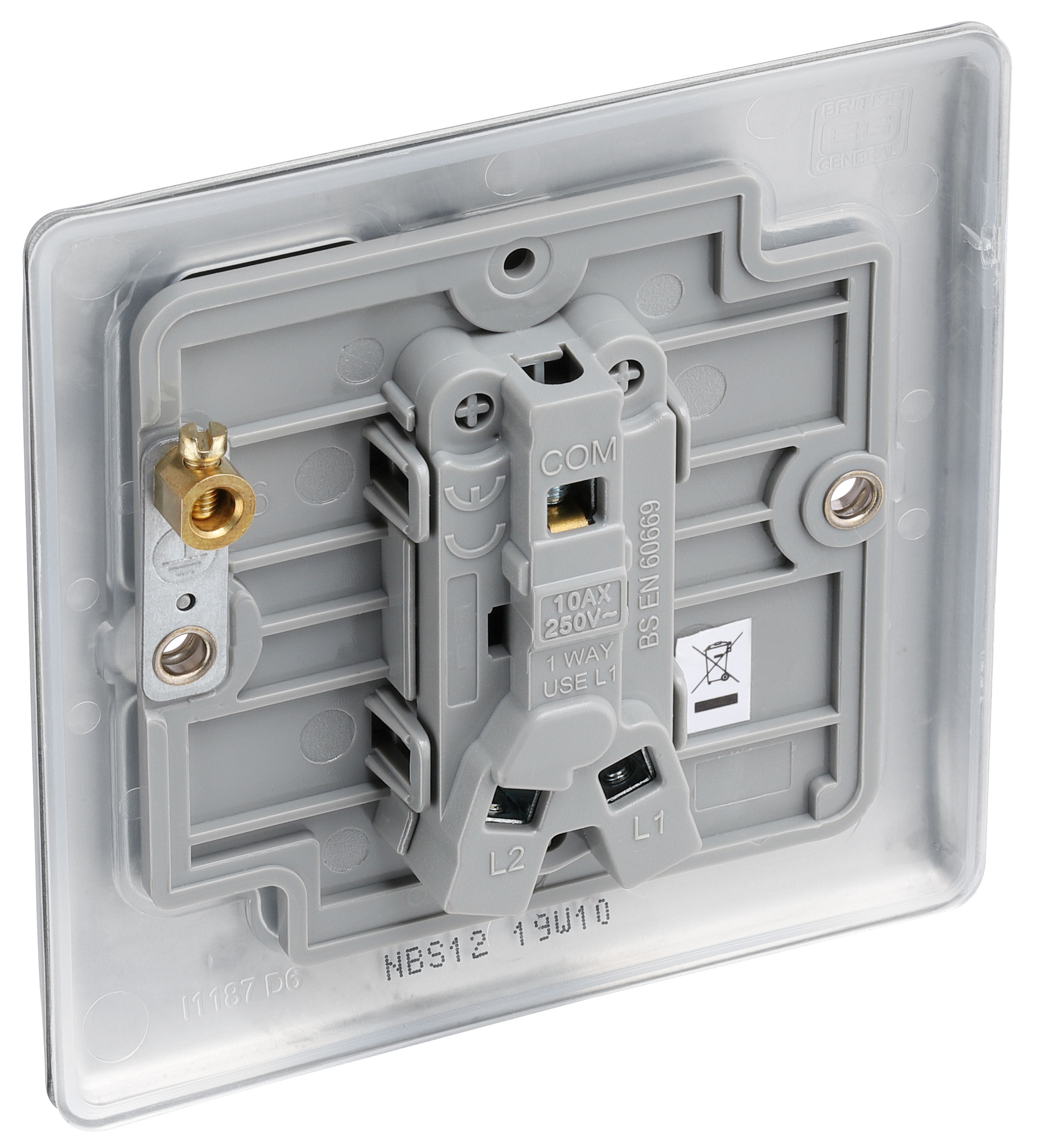 BG Nexus Metal Brushed Steel Switch 20A 16AX 1 Gang 2 Way - 7