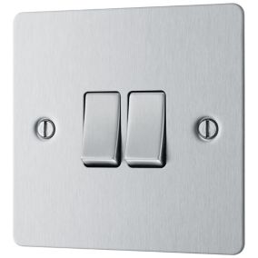 BG Brushed Steel 20A 2 way 2 gang Light Switch with Without LED indicator