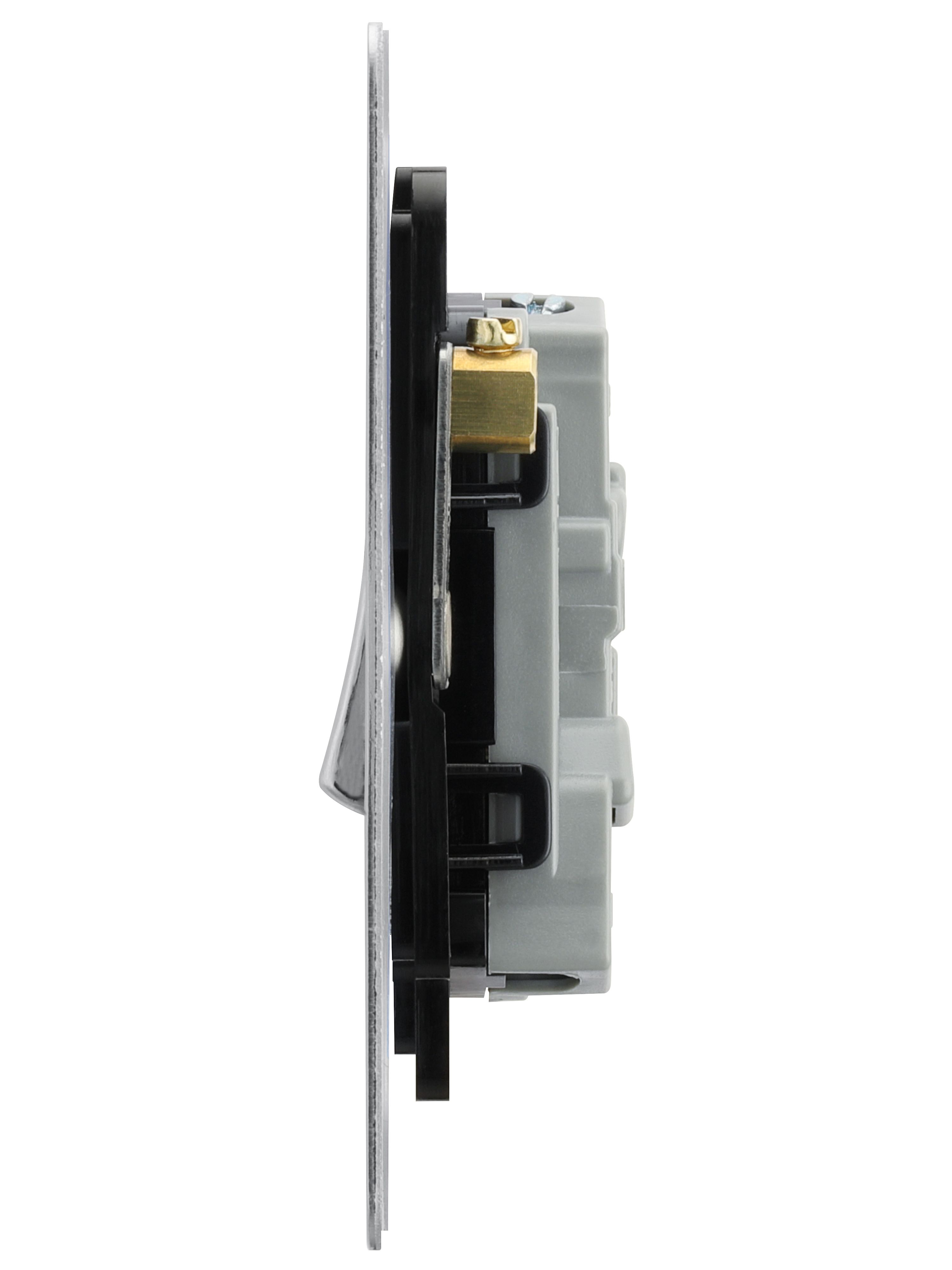 BG Screwless Flat Plate Brushed Stainless Steel Light Switch 2 Gang 2 Way 20A-16AX - 5