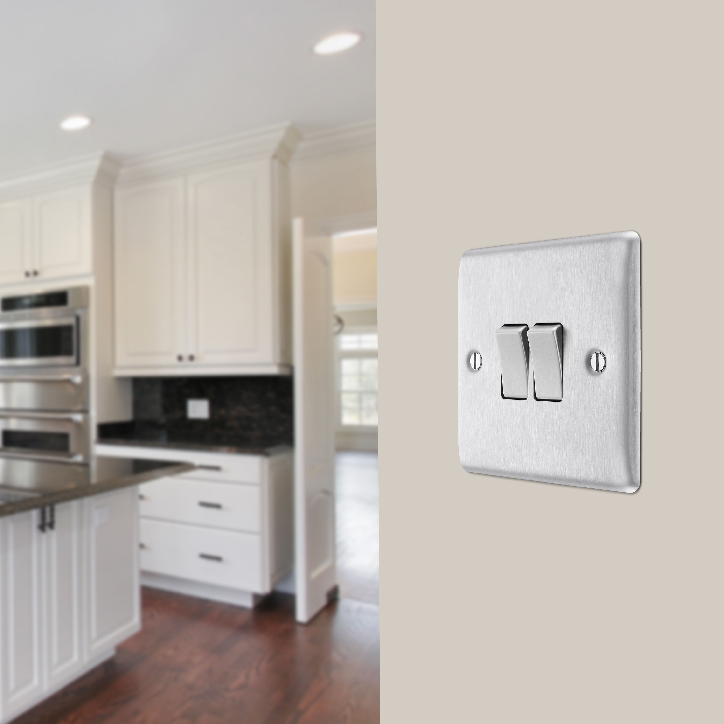 BG Brushed Steel 20A 2 way 2 gang Light Switch - 8
