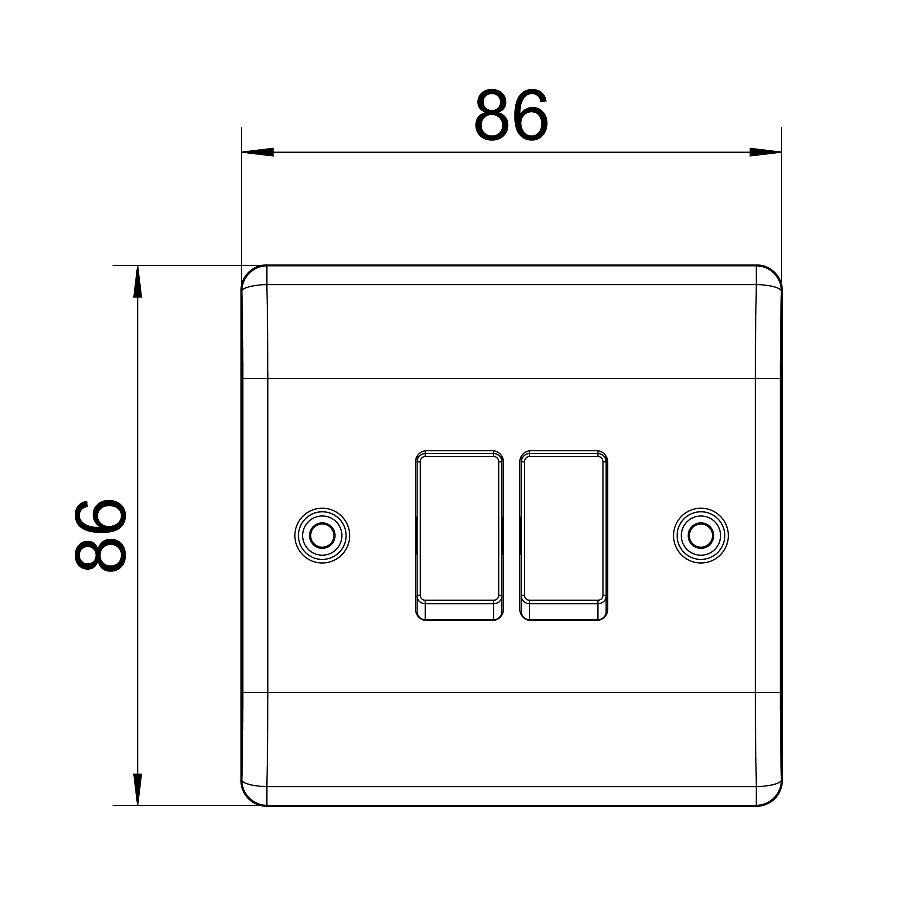 BG Brushed Steel 20A 2 way 2 gang Light Switch - 1