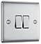 BG Brushed Steel 20A 2 way 2 gang Light Switch