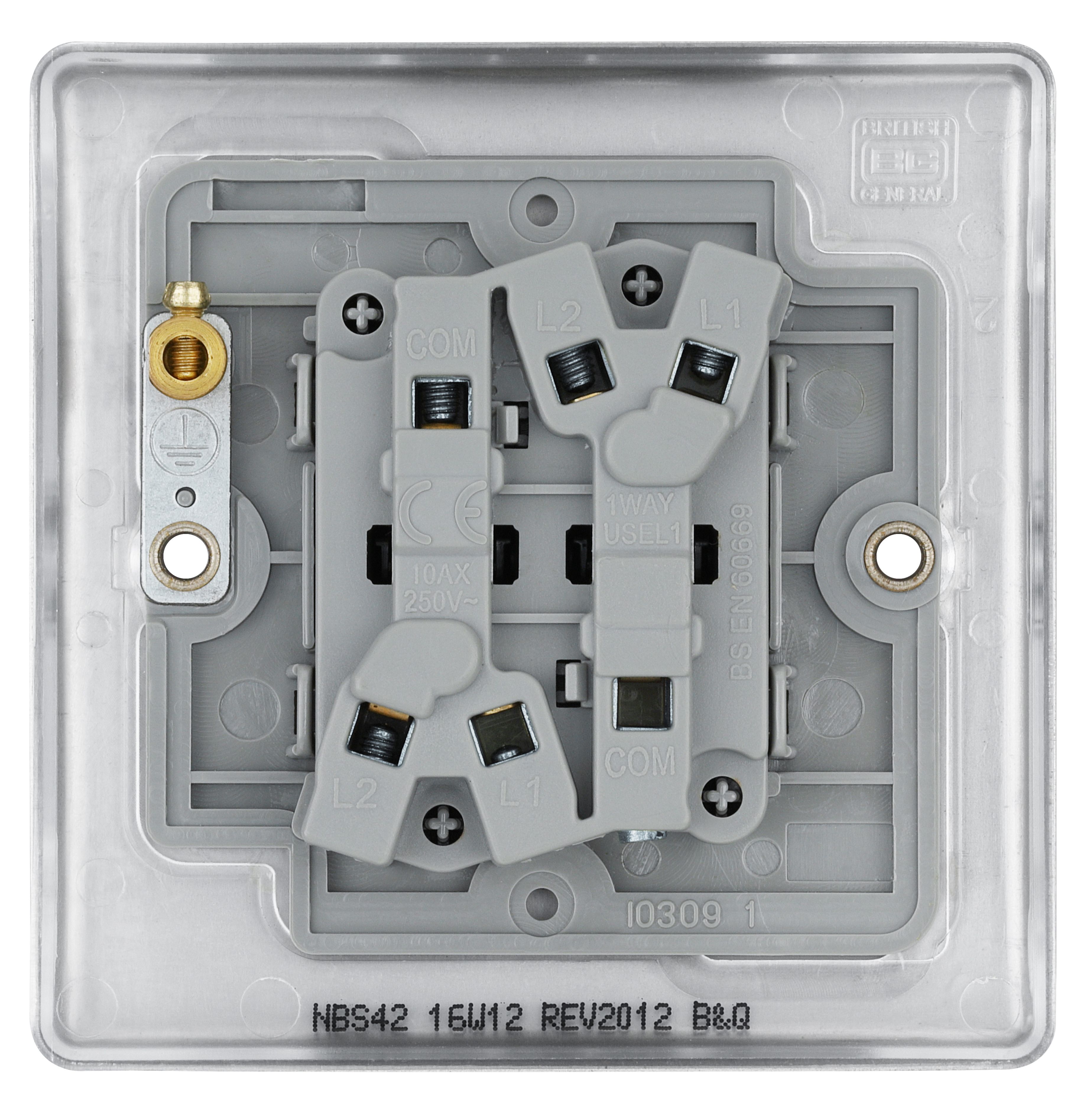 BG Brushed Steel 20A 2 way 2 gang Light Switch - 5