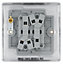 BG Brushed Steel 20A 2 way 2 gang Light Switch