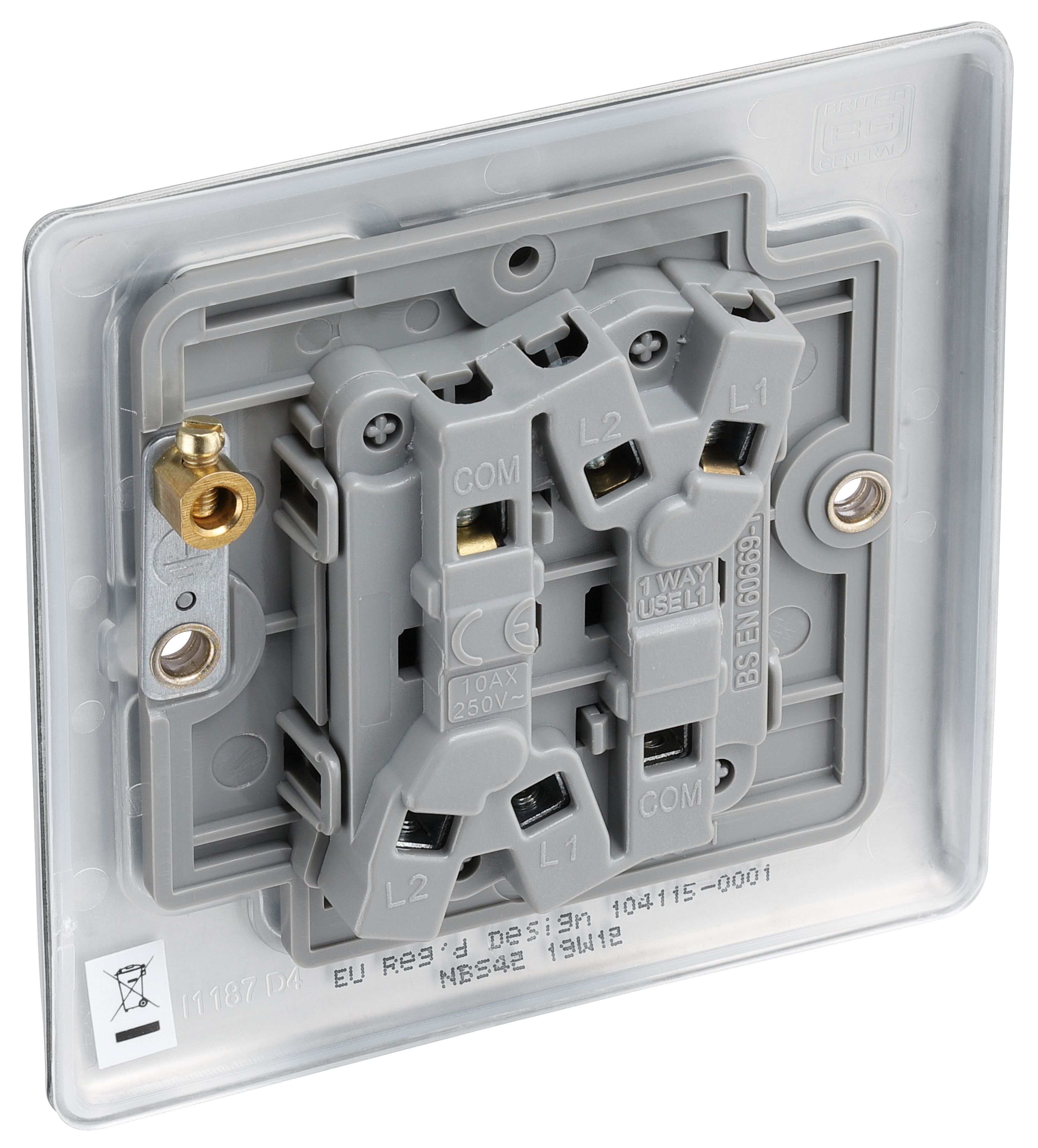 BG Brushed Steel 20A 2 way 2 gang Light Switch - 7
