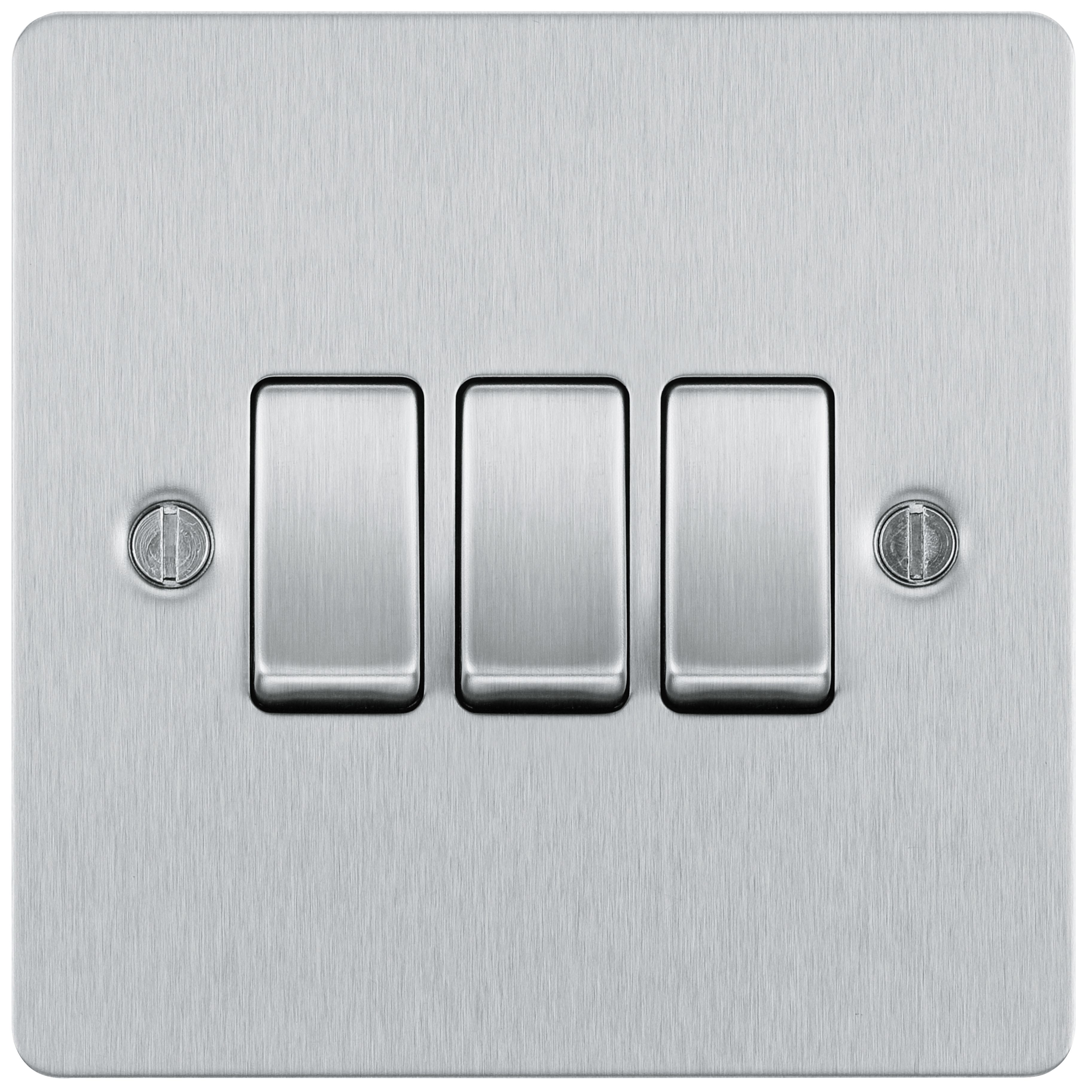 BG Brushed Steel 20A 2 way 3 gang Light Switch with Without LED indicator