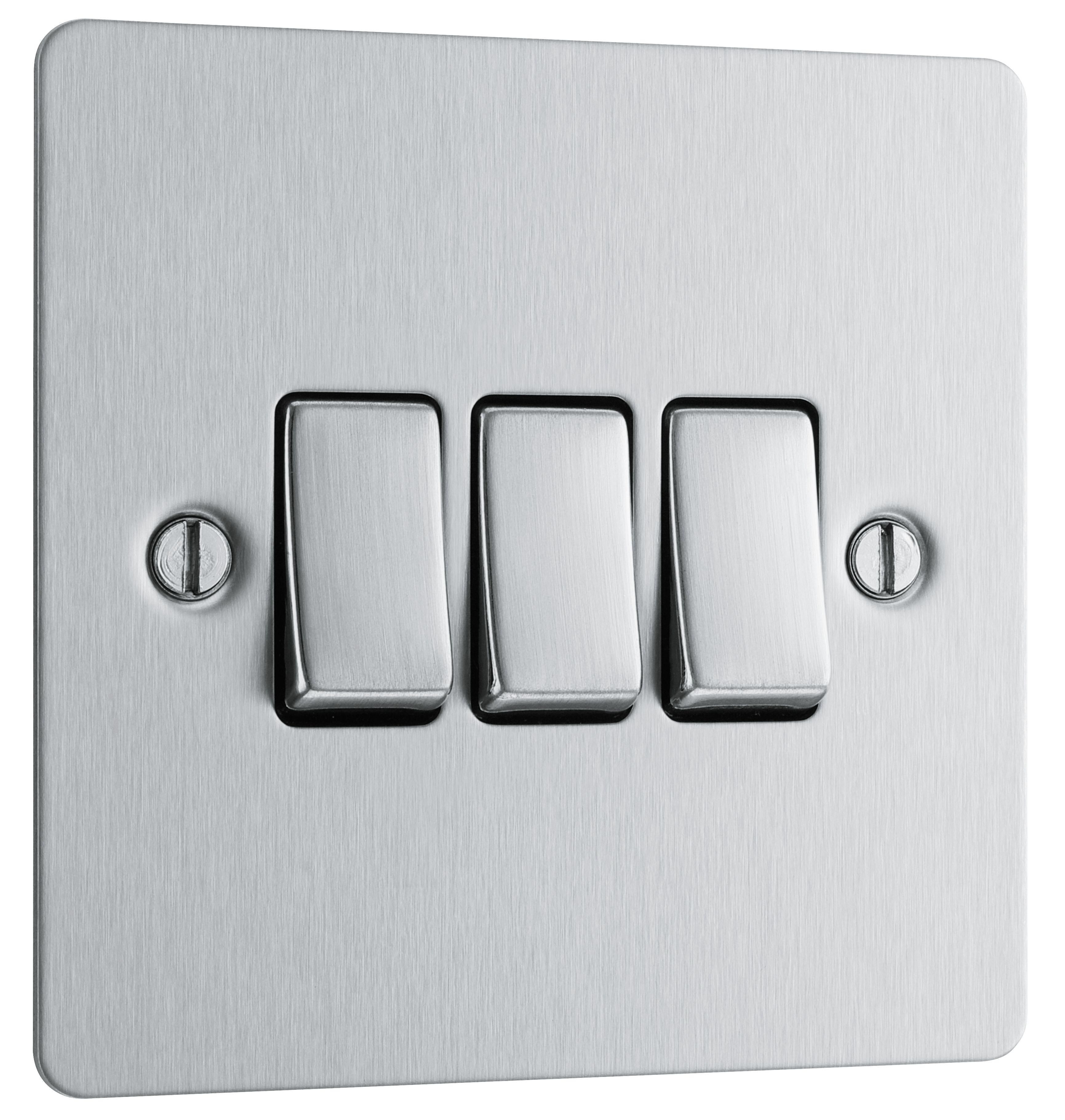 BG Brushed Steel 20A 2 way 3 gang Light Switch with Without LED indicator