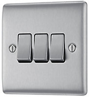 BG Brushed Steel 20A 2 way 3 gang Light Switch