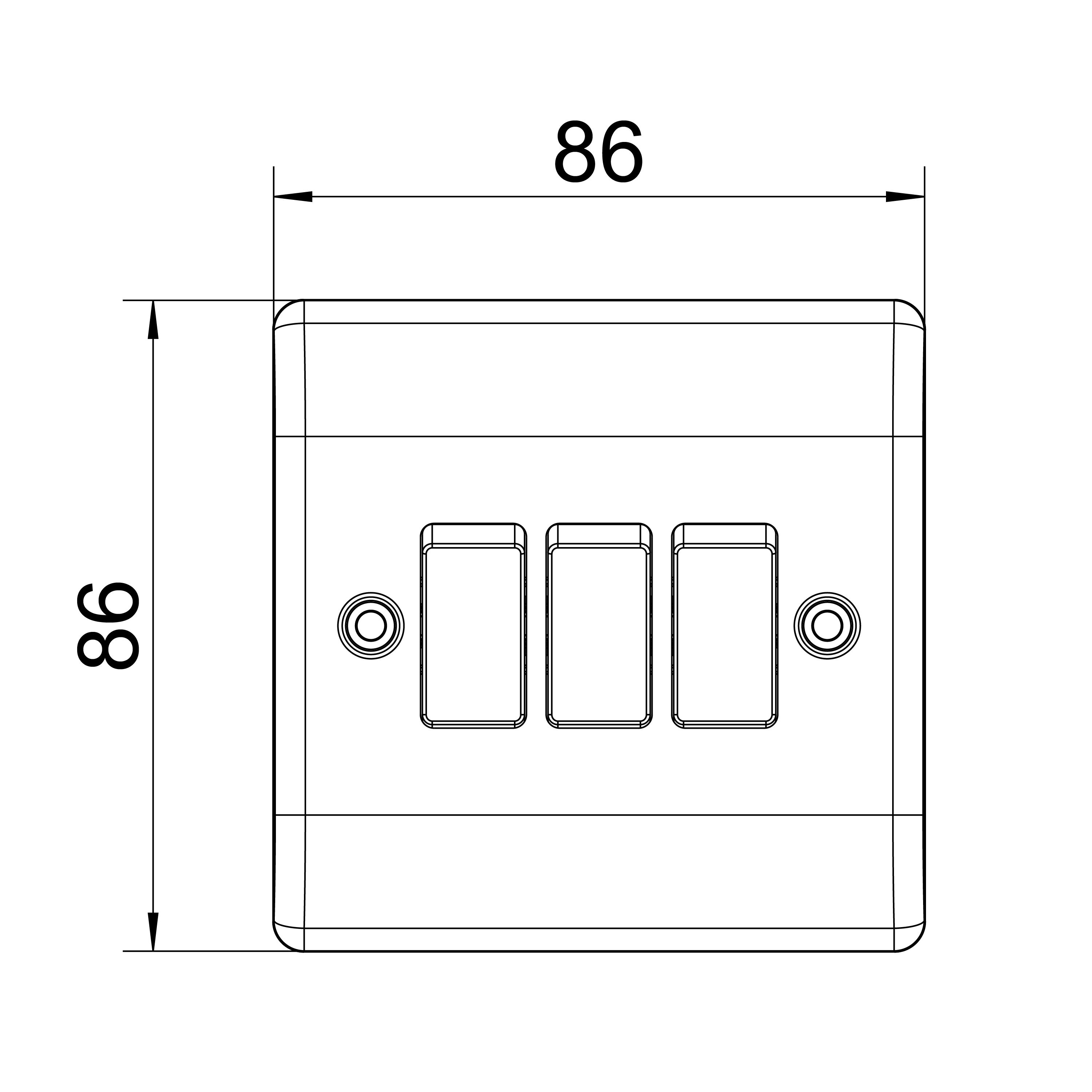 BG Screwless Flat Plate Brushed Stainless Steel Light Switch 4 Gang 2 Way 20A-16AX