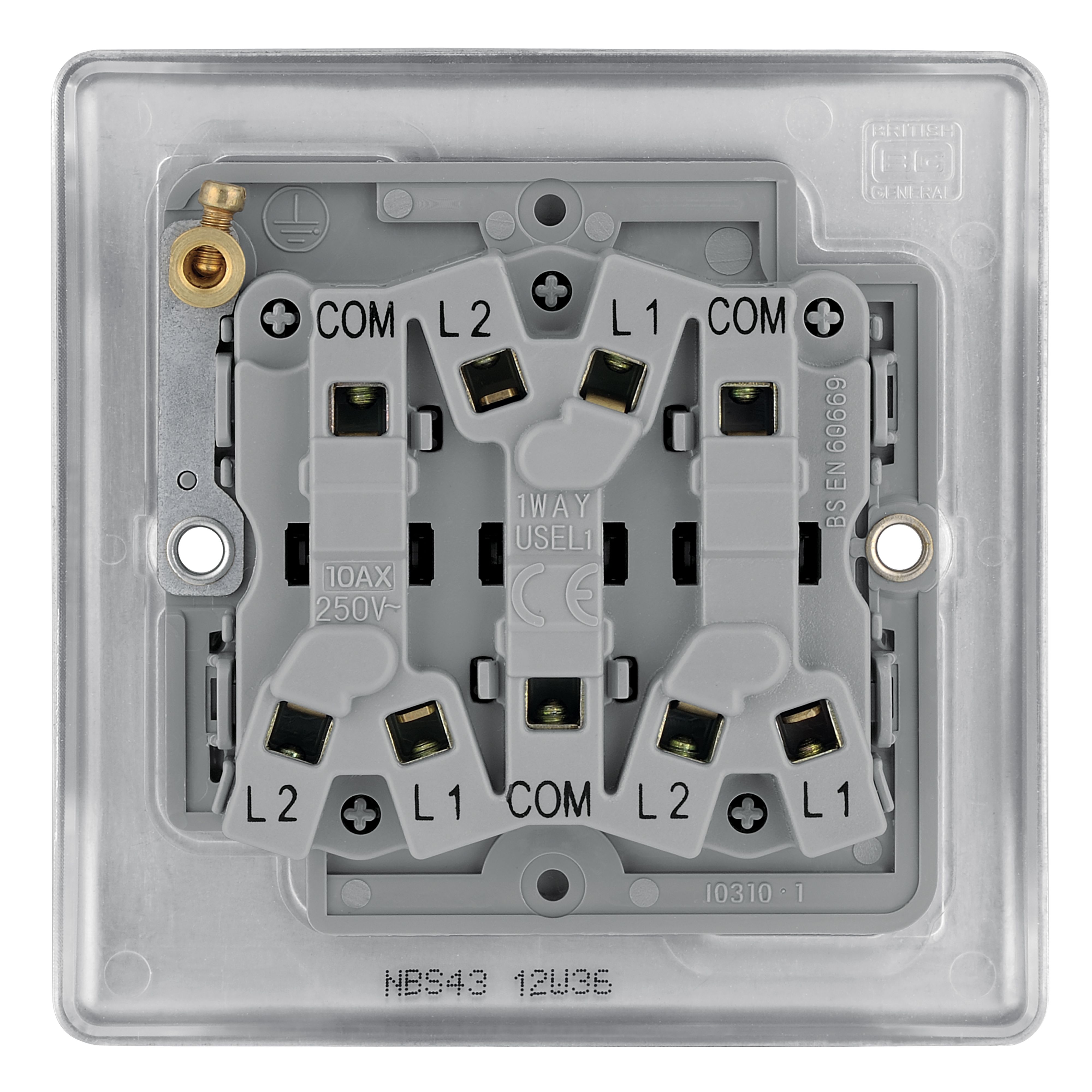 BG Screwless Flat Plate Brushed Stainless Steel Light Switch 3 Gang 2 Way 20A-16AX - 4