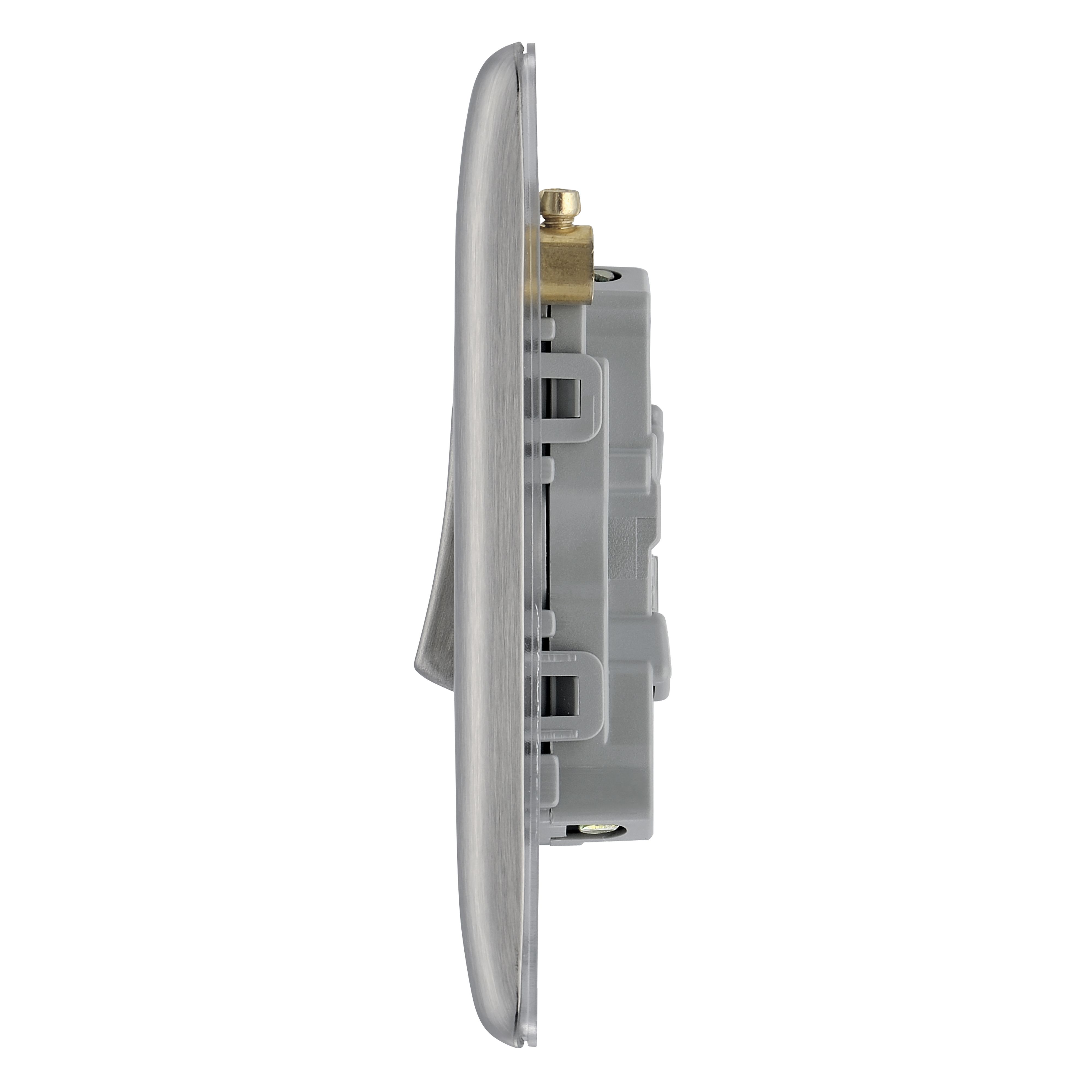 BG Screwless Flat Plate Brushed Stainless Steel Light Switch 3 Gang 2 Way 20A-16AX - 5