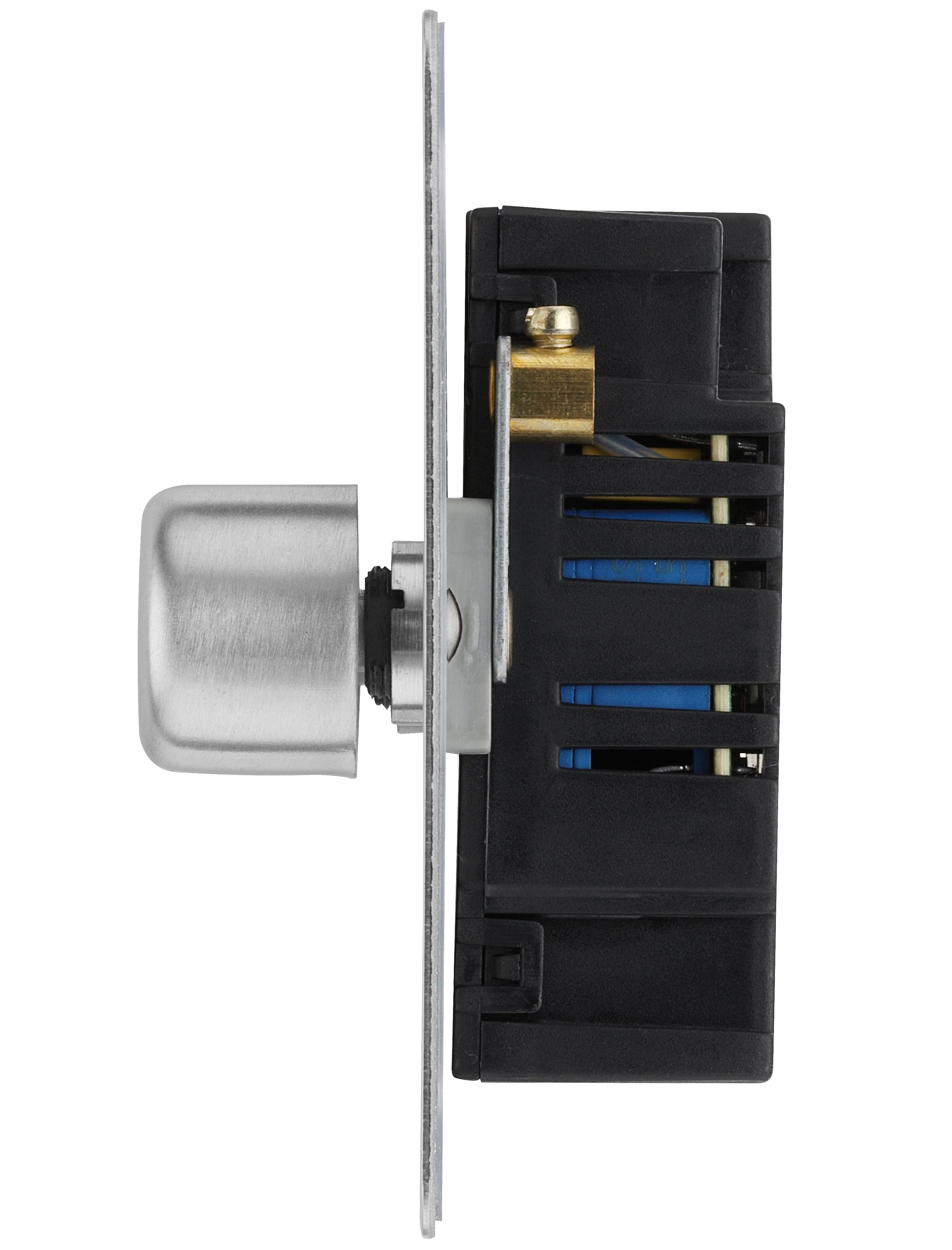 BG Screwless Flat Plate Polished Chrome Dimmer Switch 1 Gang 2 Way - 5