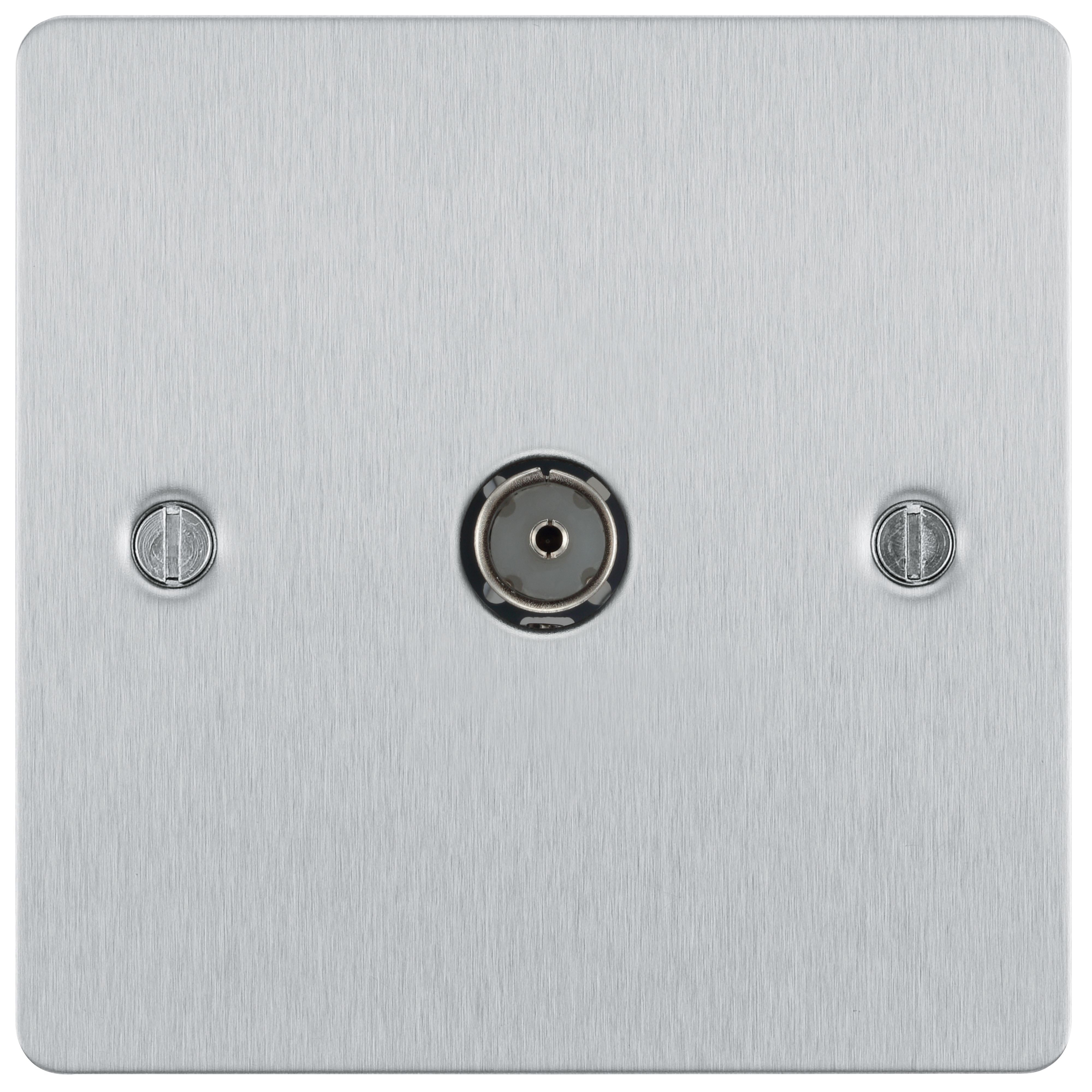 BG Brushed Steel Flush-mounted Single TV socket