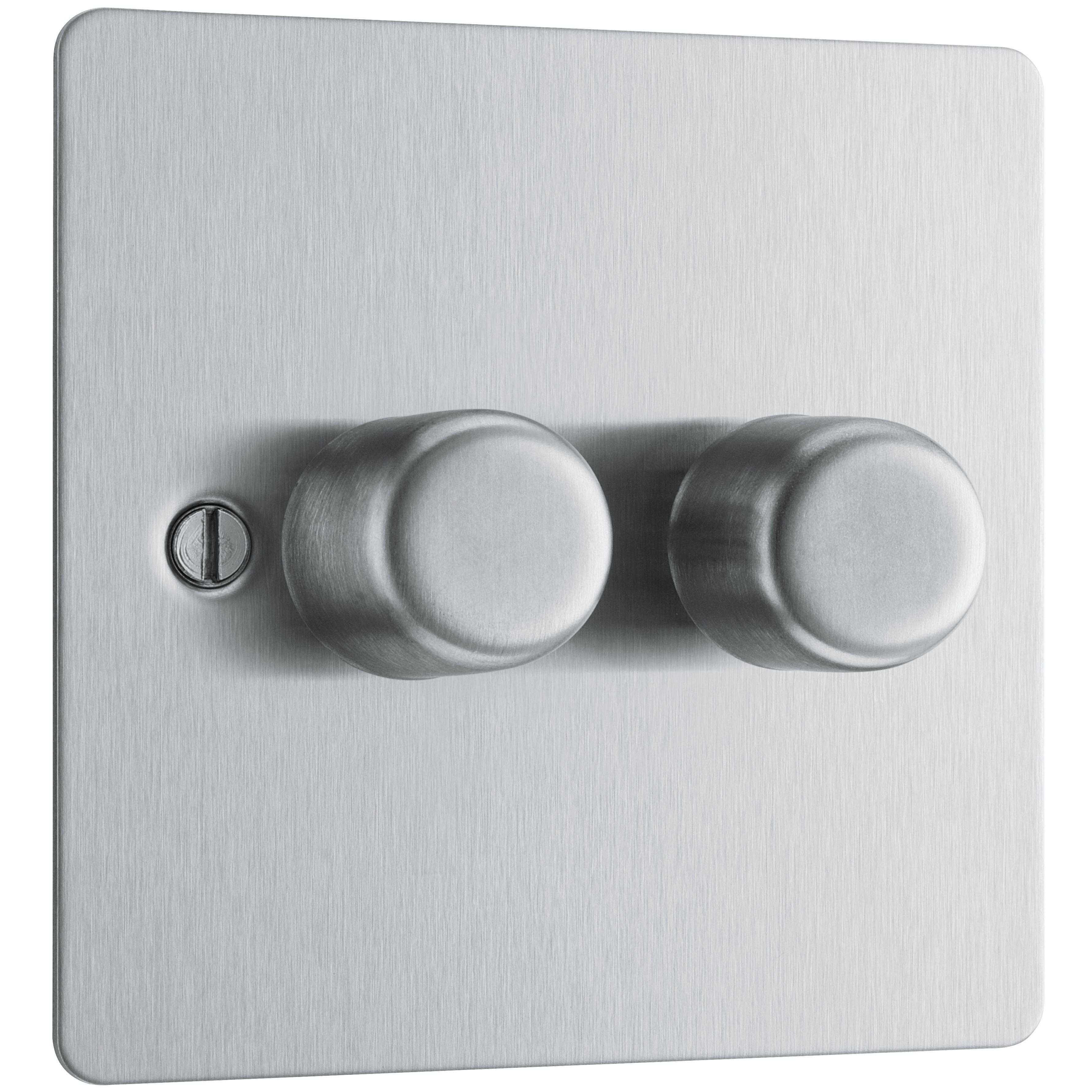 BG Brushed Steel profile Single 2 way 400W Dimmer switch