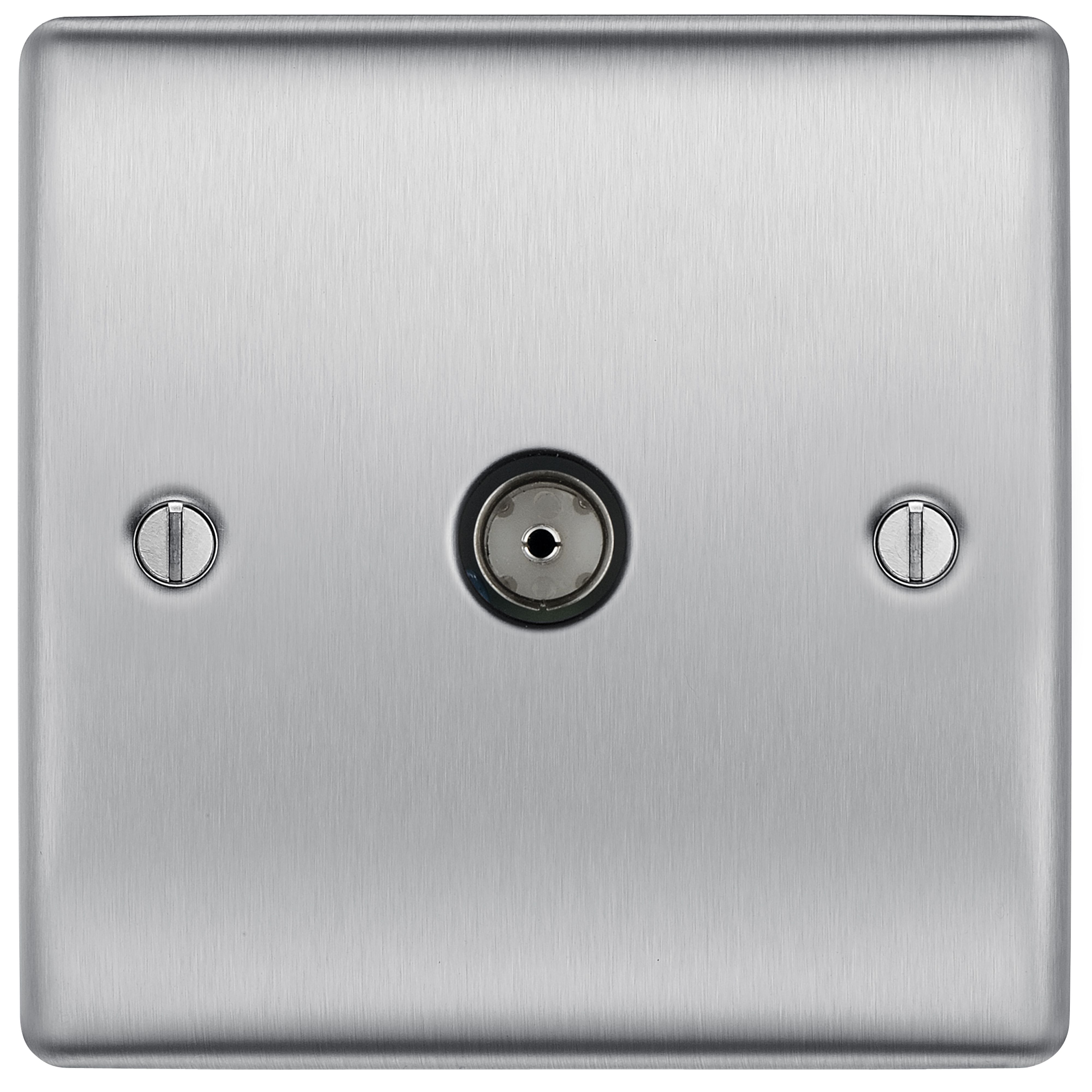 BG Brushed Steel Semi-flush Single TV socket