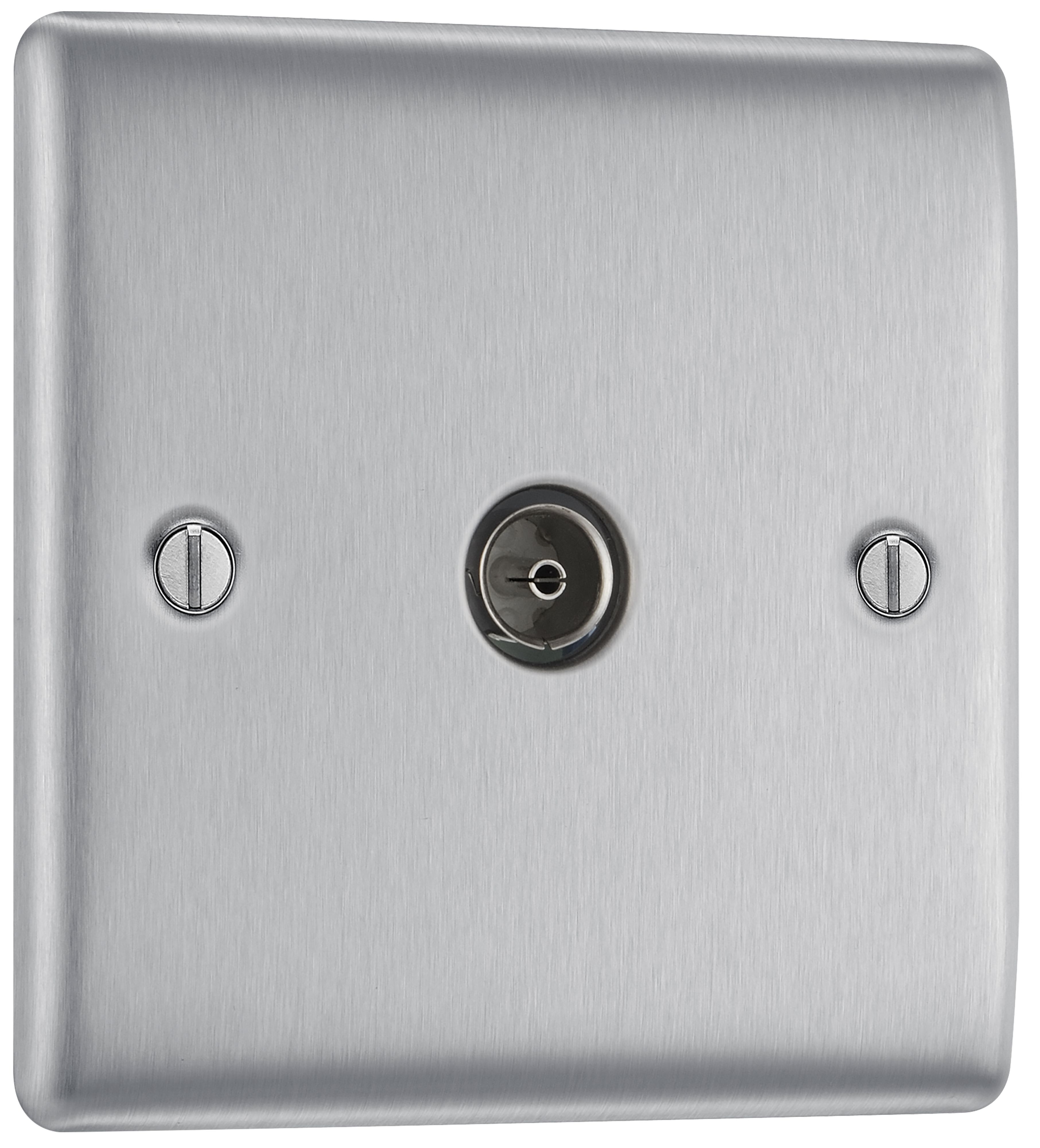 BG Brushed Steel Semi-flush Single TV socket