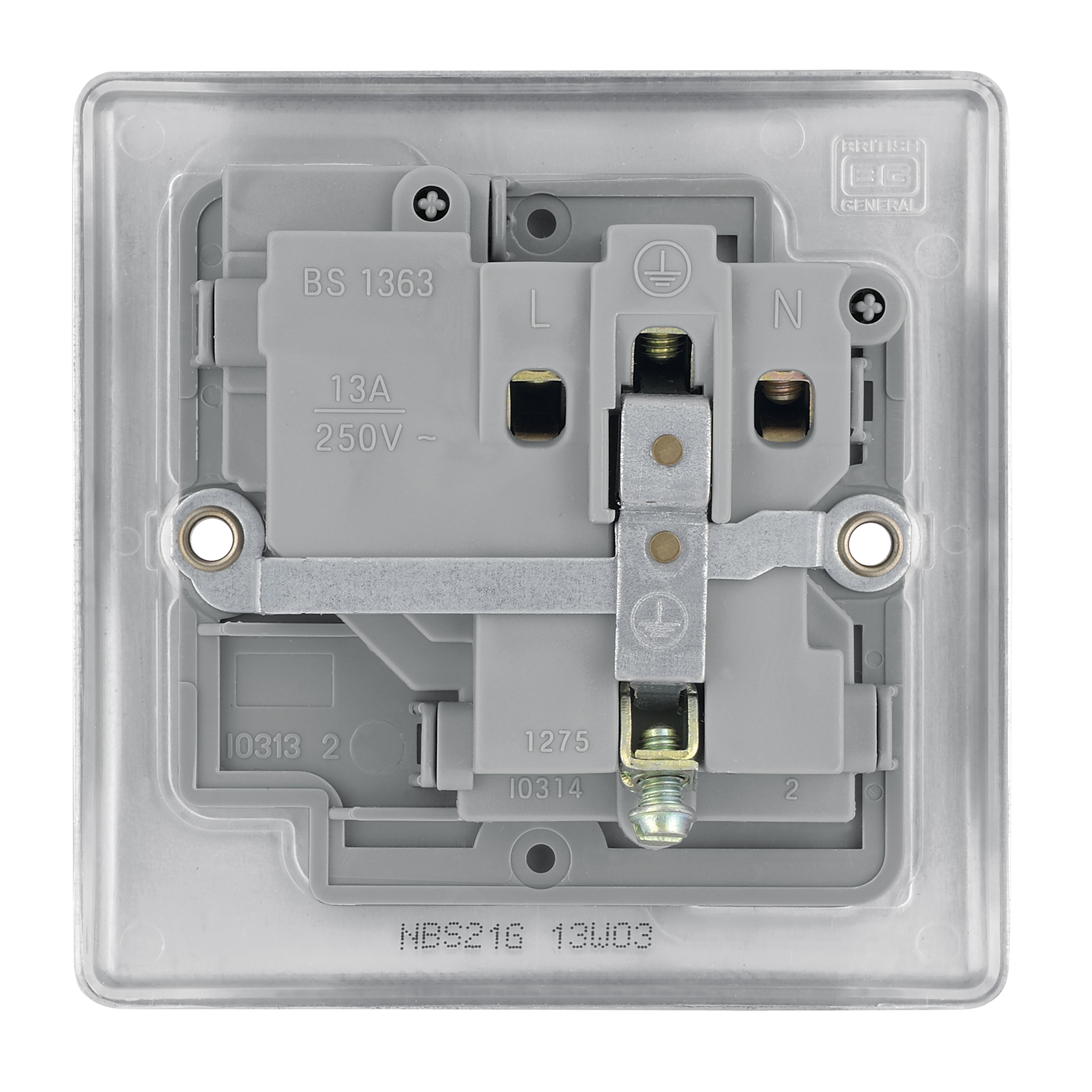 BG Brushed Steel 13A DP White Insert Switched Socket 1 Gang - 4