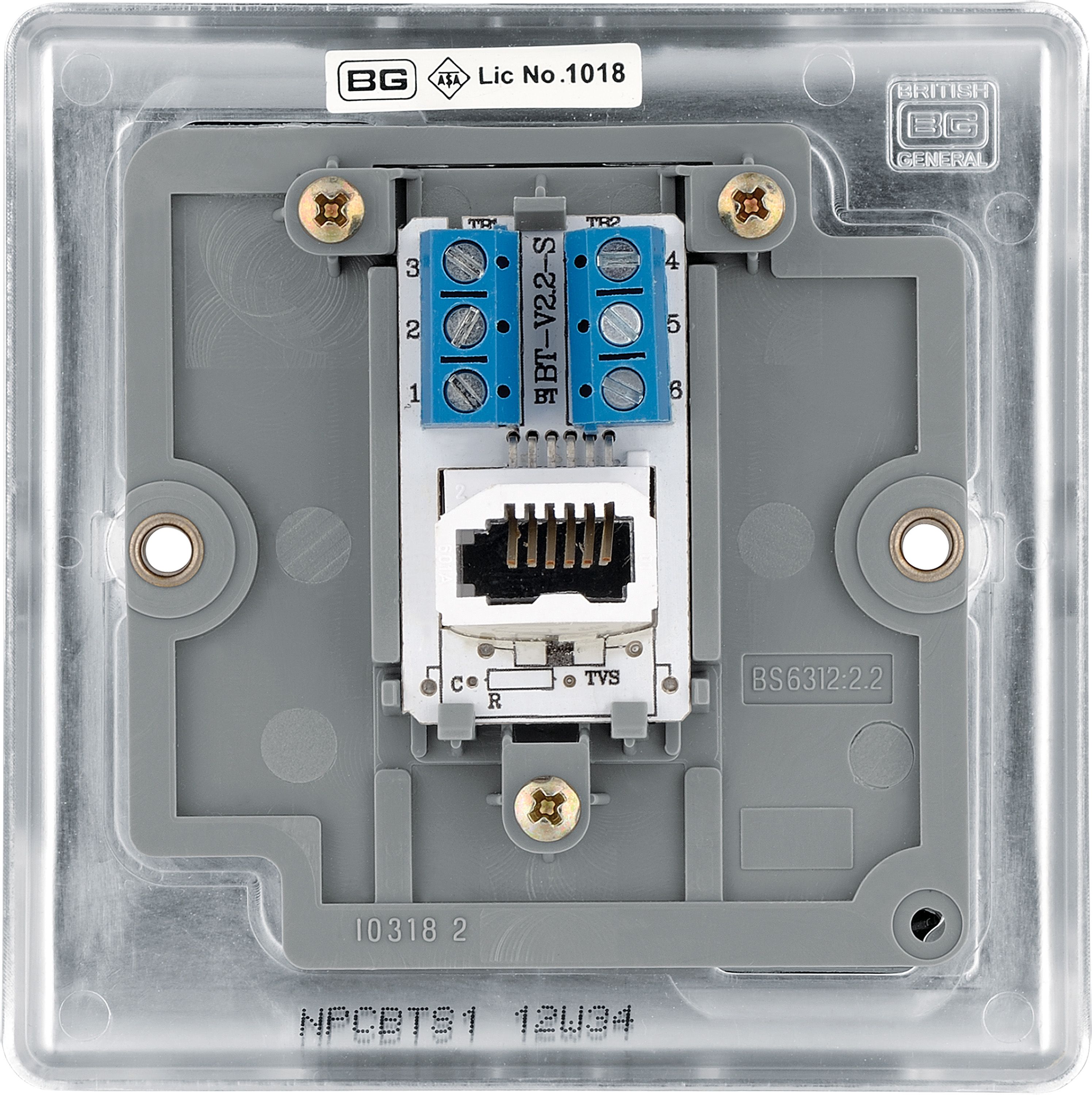 BG Chrome 1 gang Slave telephone socket