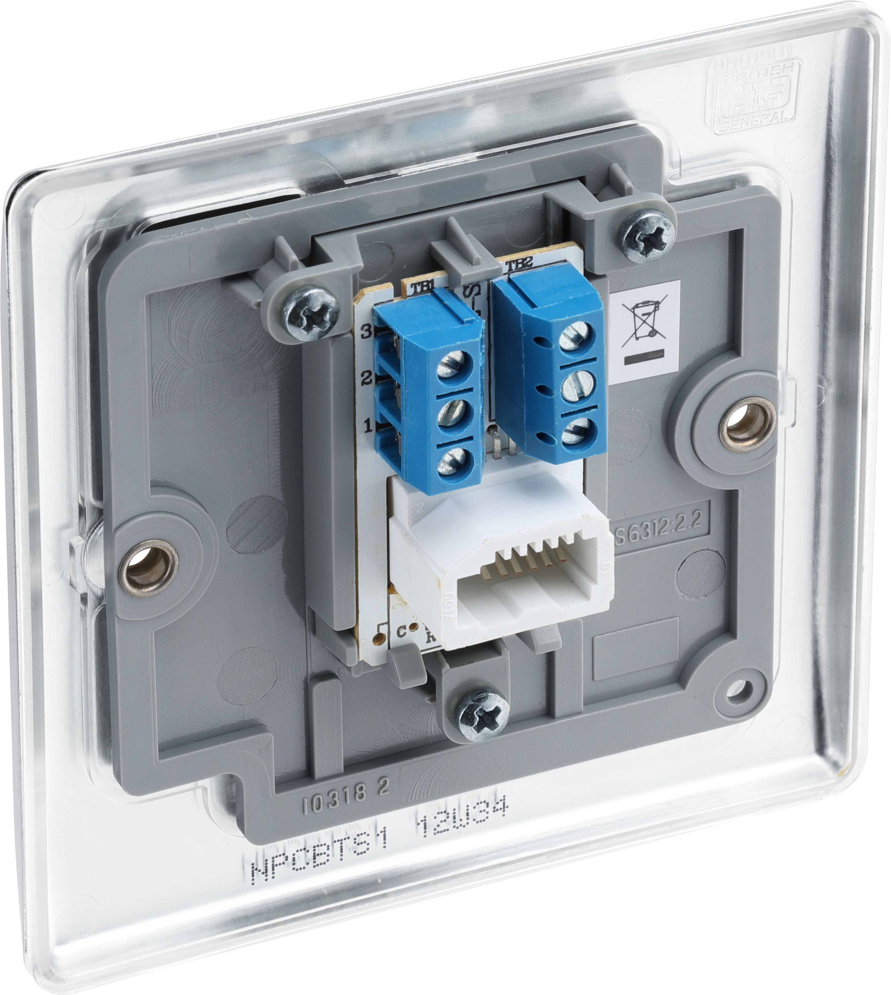 BG Chrome 1 gang Slave telephone socket