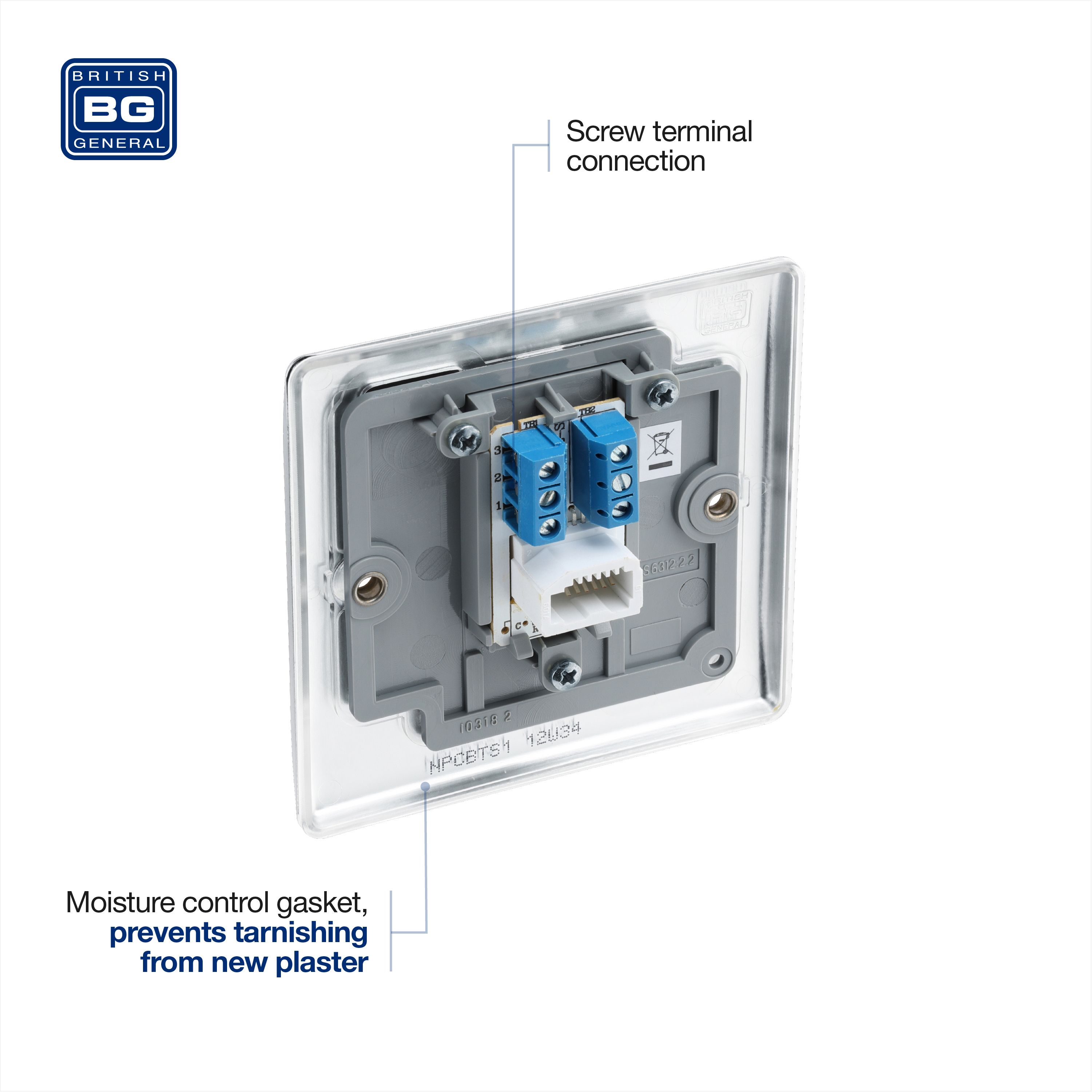 BG Chrome 1 gang Slave telephone socket