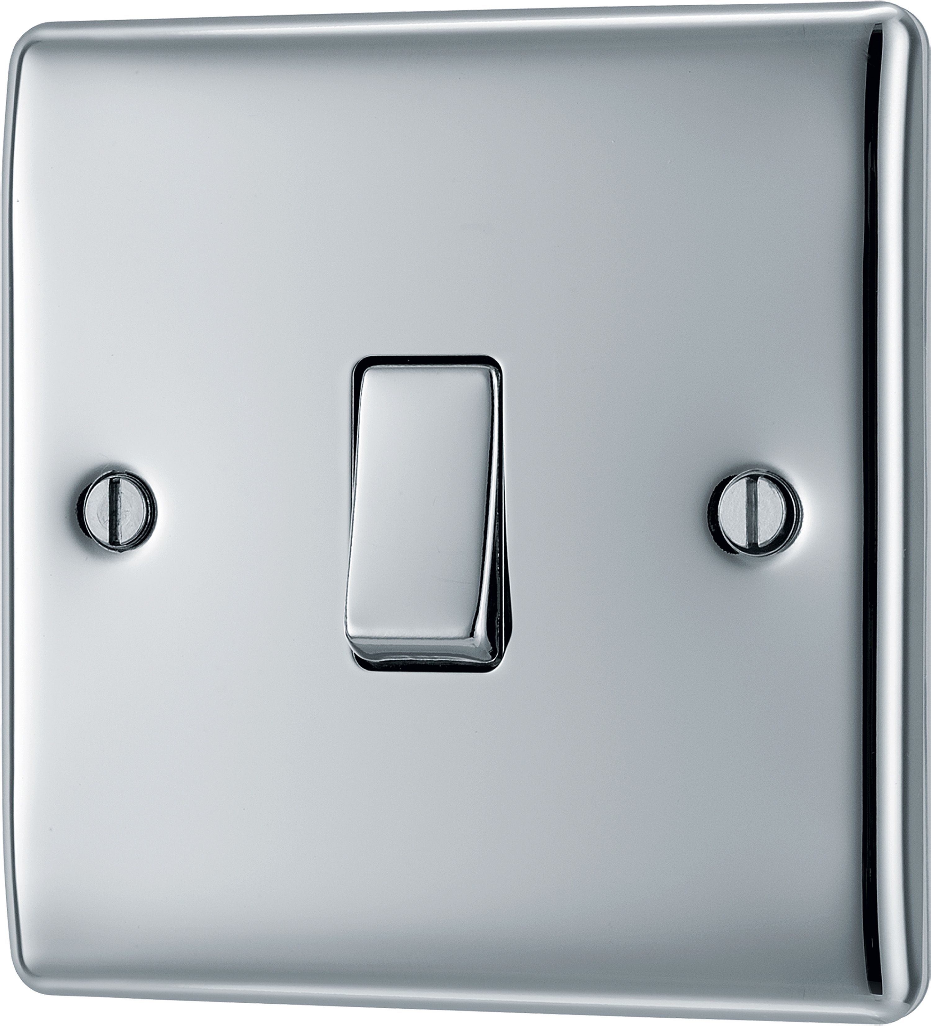 BG Screwless Flat Plate Polished Chrome Light Switch 1 Gang 2 Way 20A-16AX
