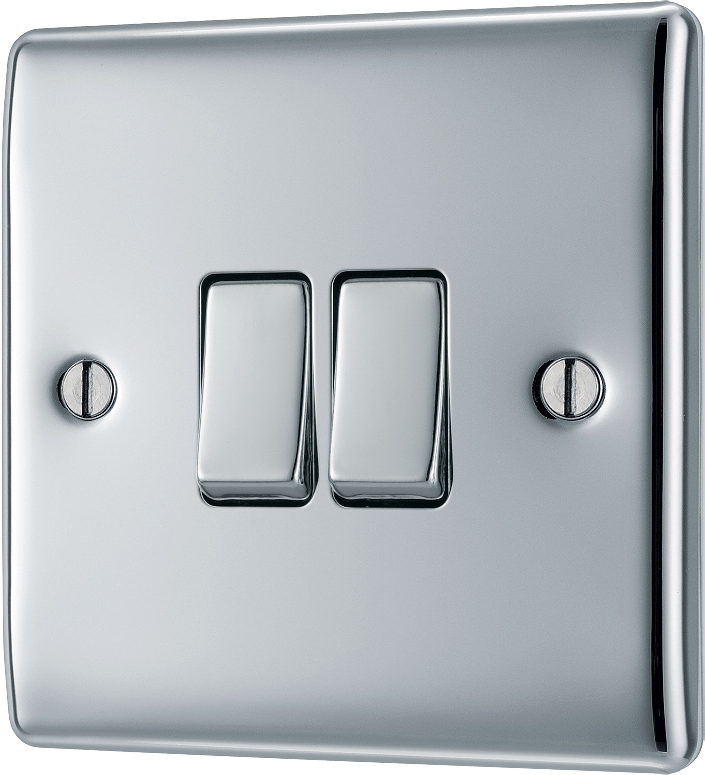 BG Chrome 20A 2 way 2 gang Light Switch