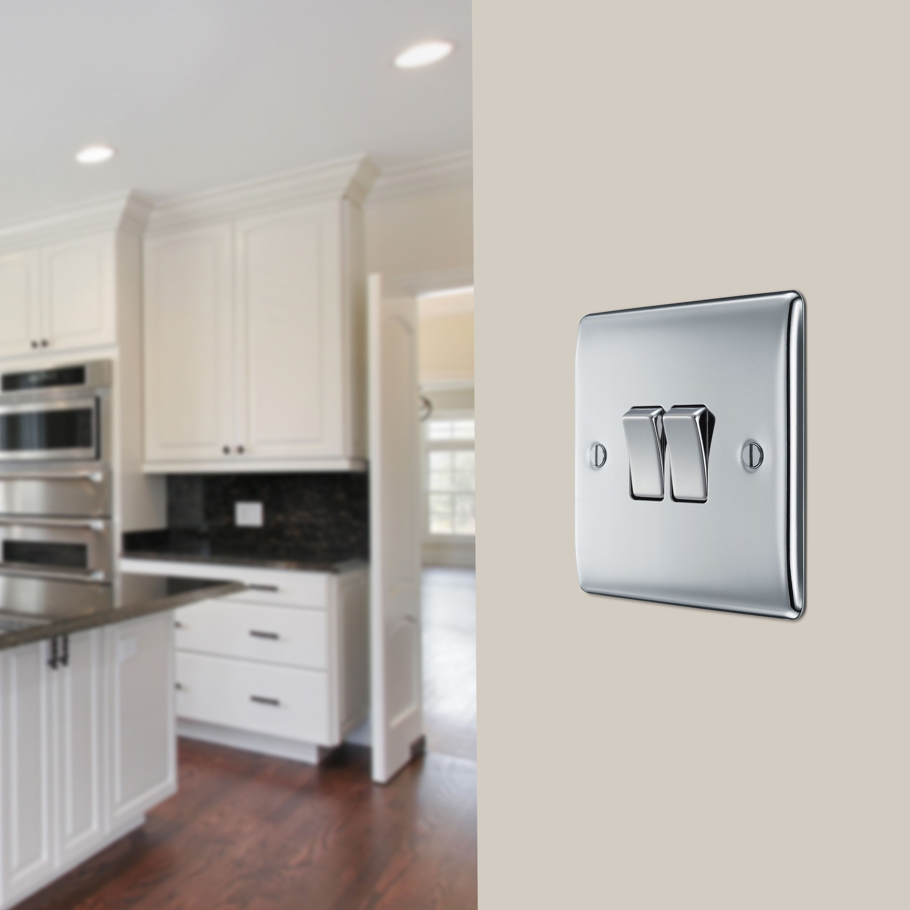 BG Screwless Flat Plate Polished Chrome Light Switch 4 Gang 2 Way 20A-16AX - 7