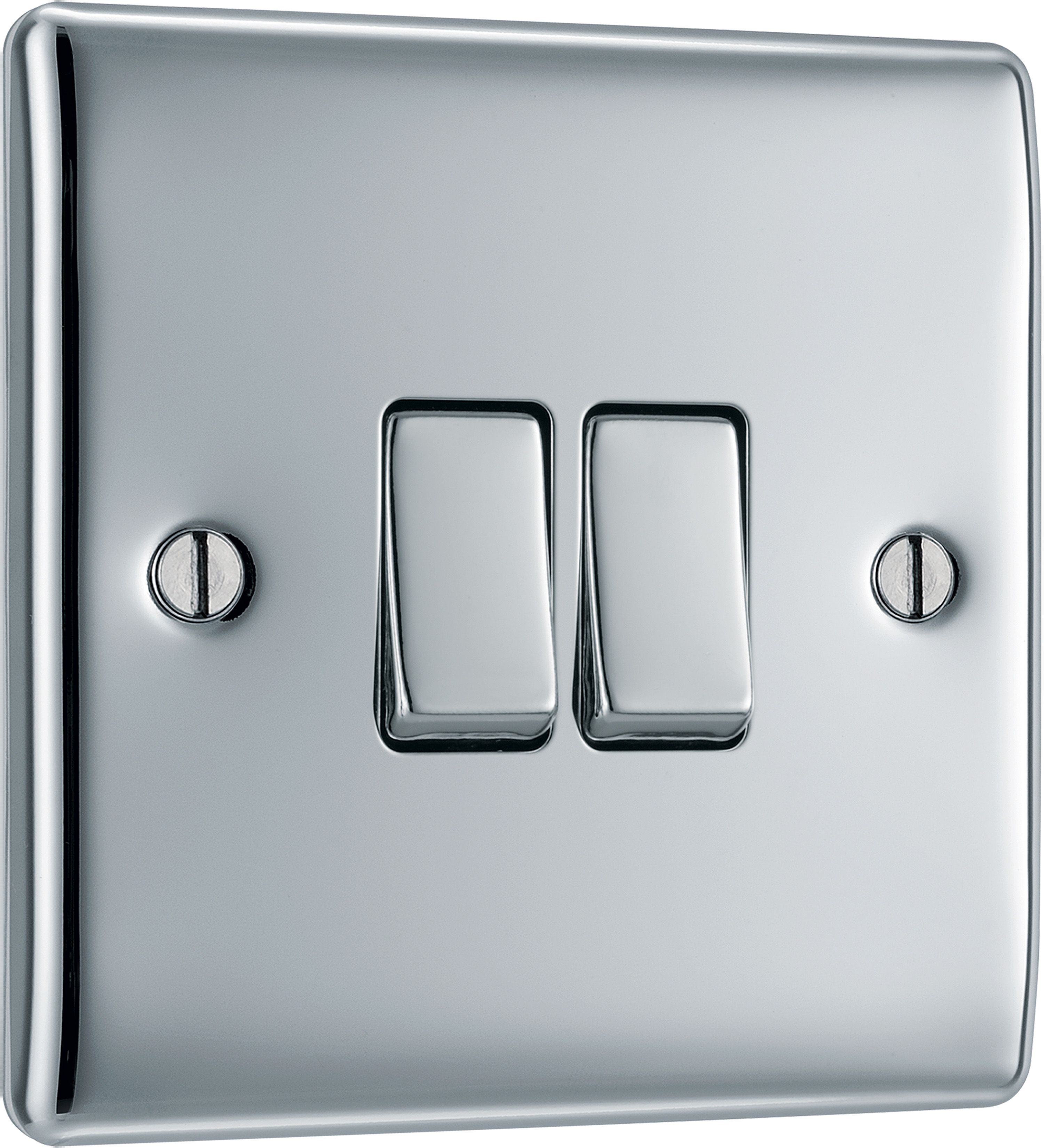 BG Screwless Flat Plate Polished Chrome Light Switch 4 Gang 2 Way 20A-16AX - 3