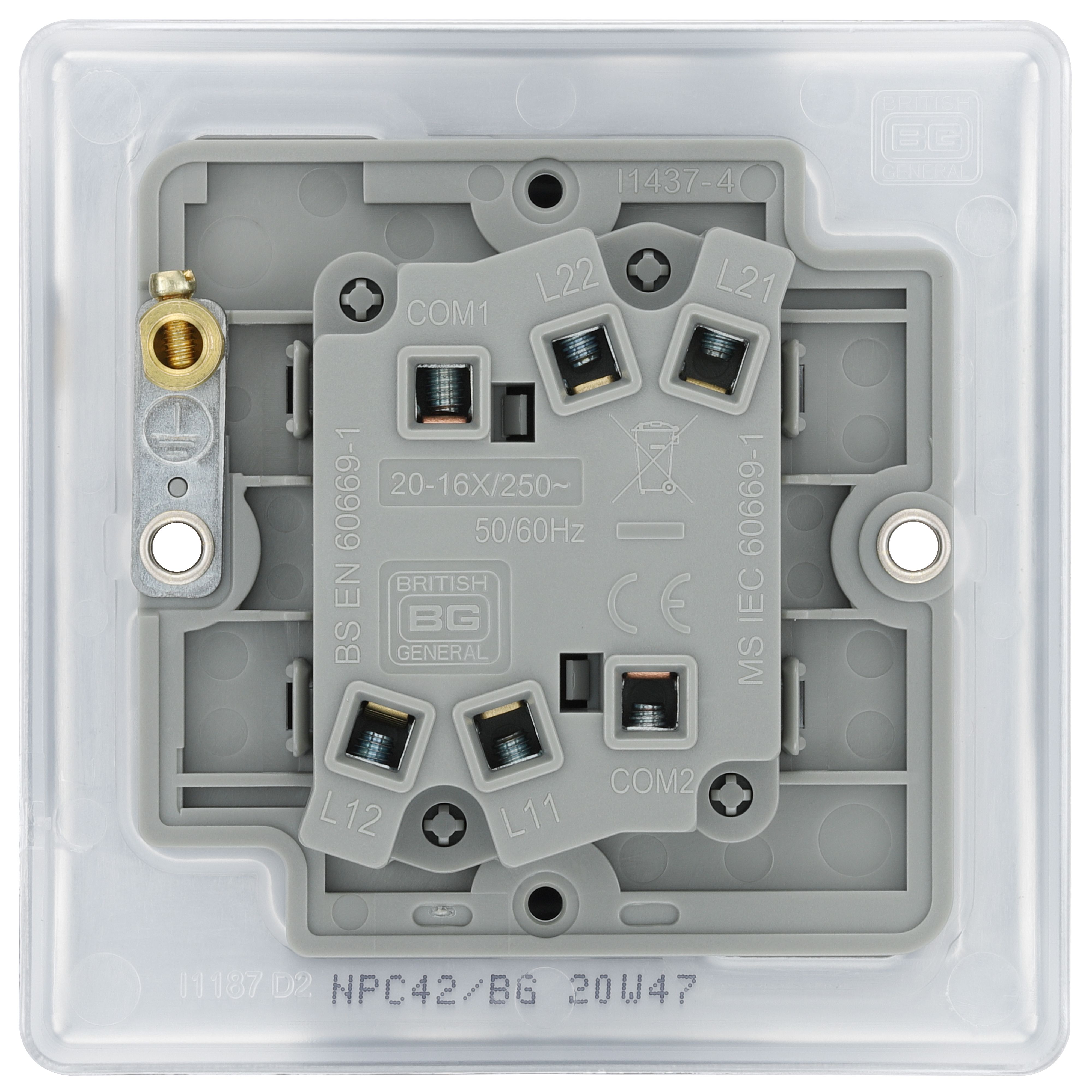 BG Screwless Flat Plate Polished Chrome Light Switch 4 Gang 2 Way 20A-16AX - 4