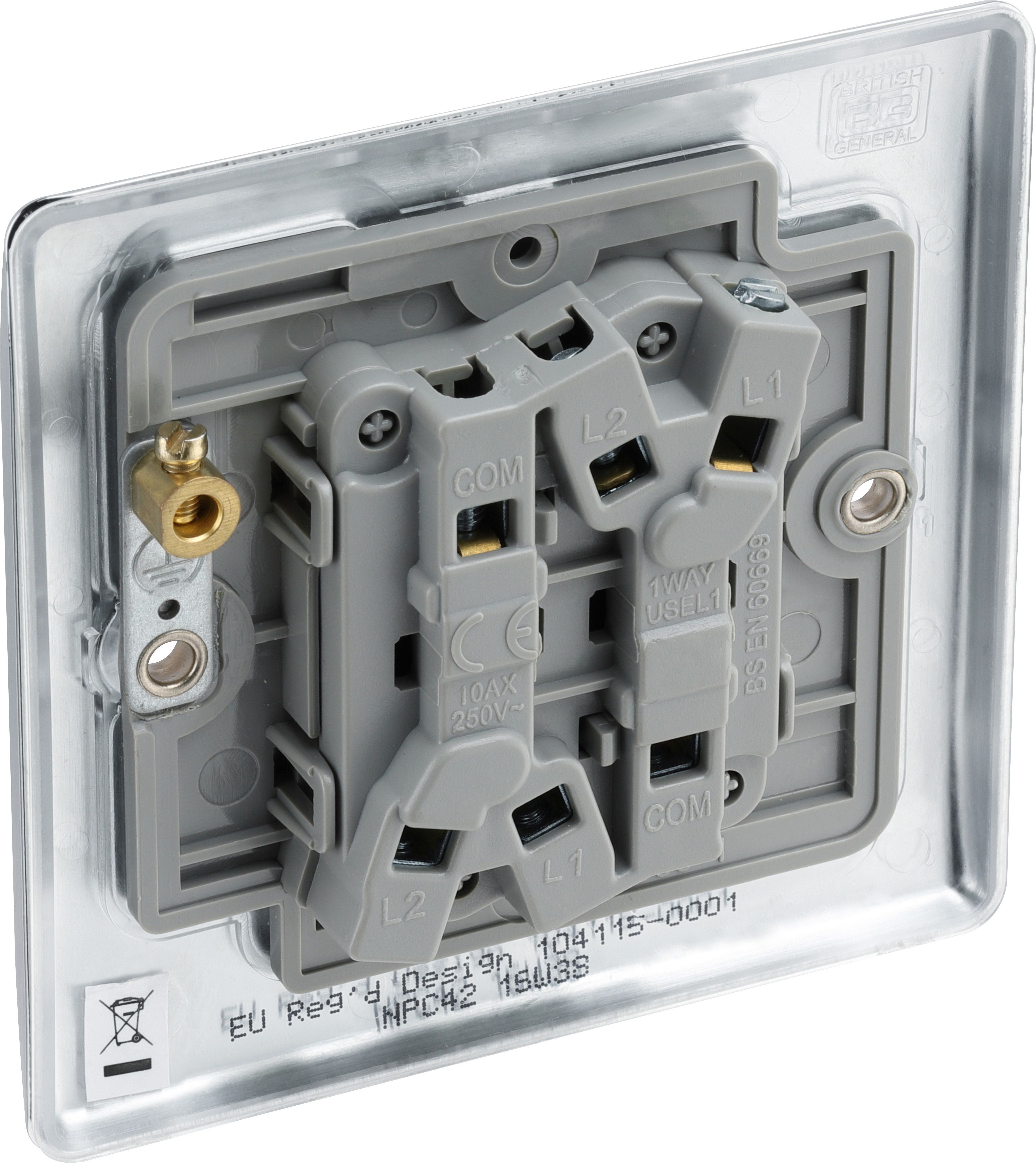 BG Screwless Flat Plate Polished Chrome Light Switch 4 Gang 2 Way 20A-16AX - 6