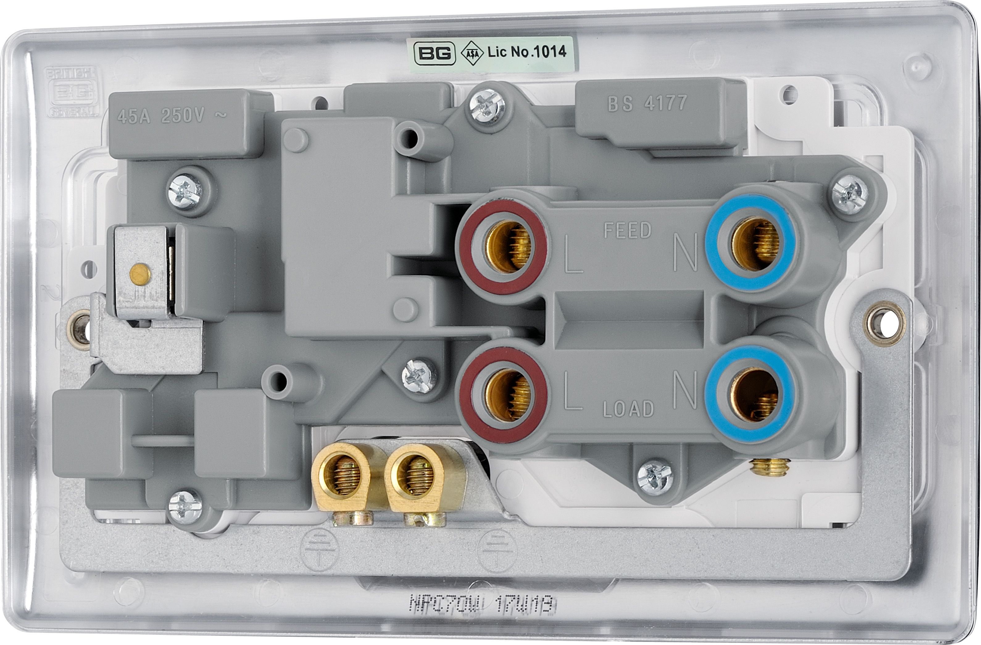 BG Chrome Cooker switch & socket with neon & White inserts