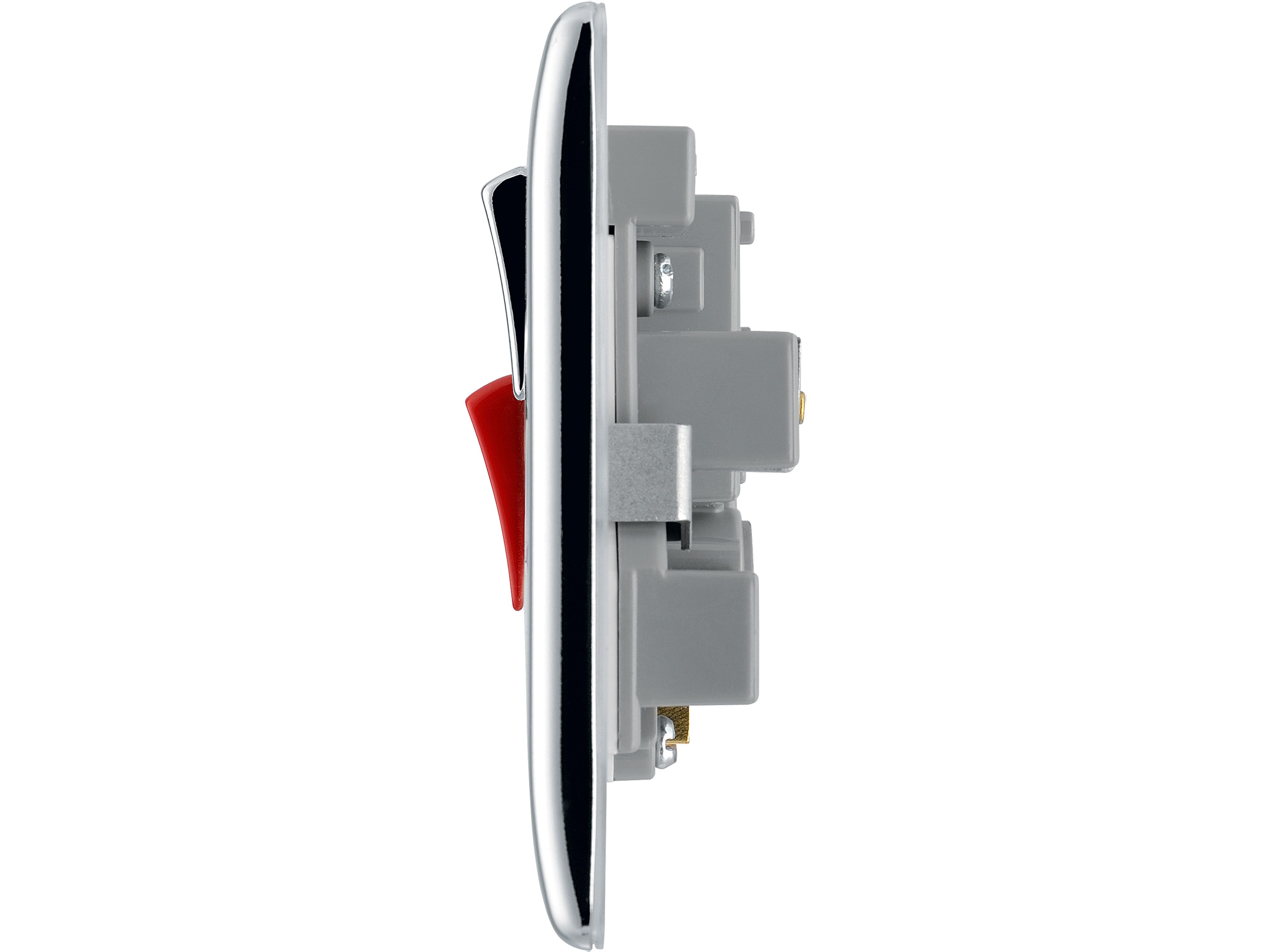BG Chrome Cooker switch & socket with neon & White inserts