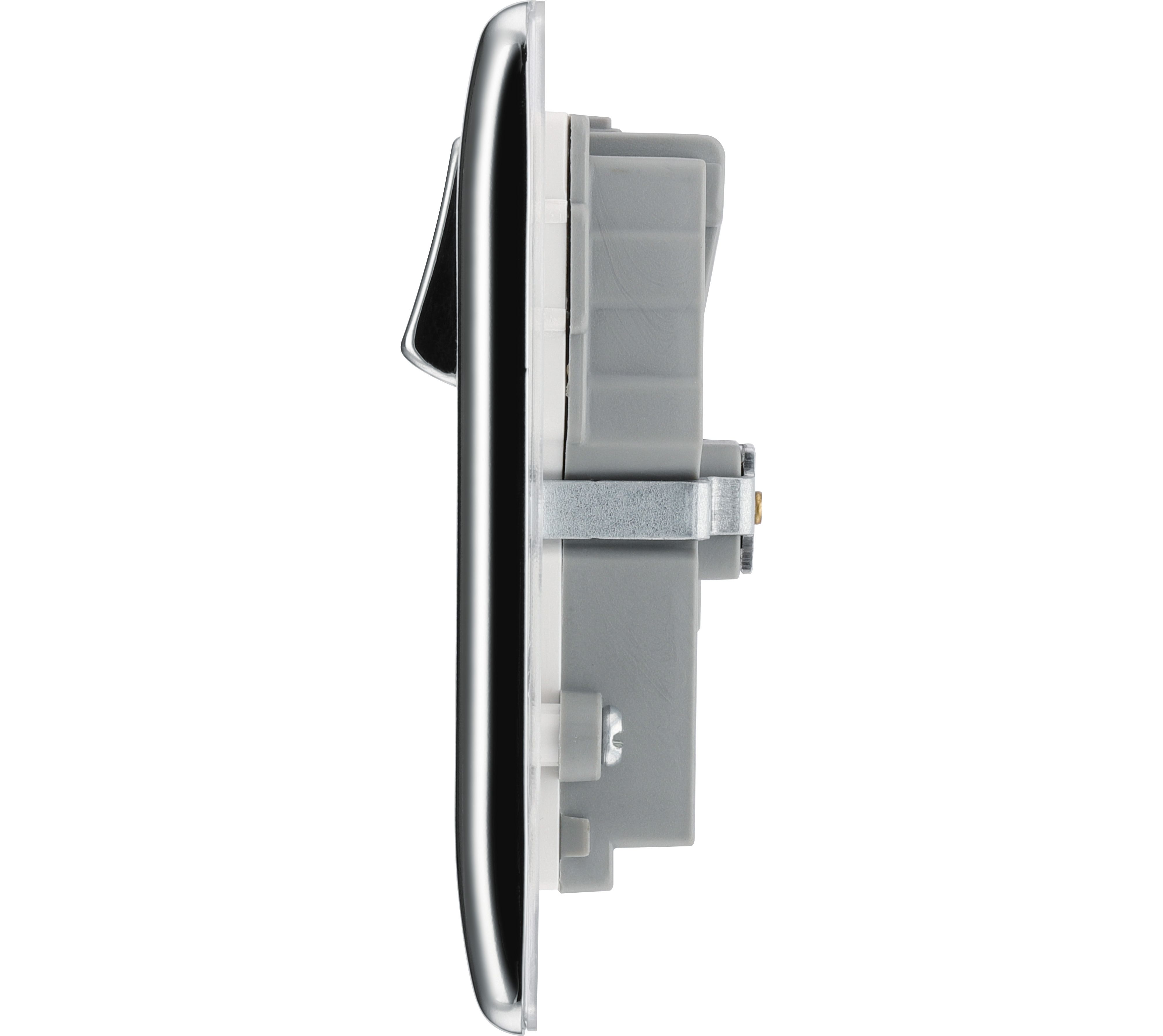 BG Screwless Flat Plate Polished Chrome 13A SP USB Switched Socket 2 Gang - 5