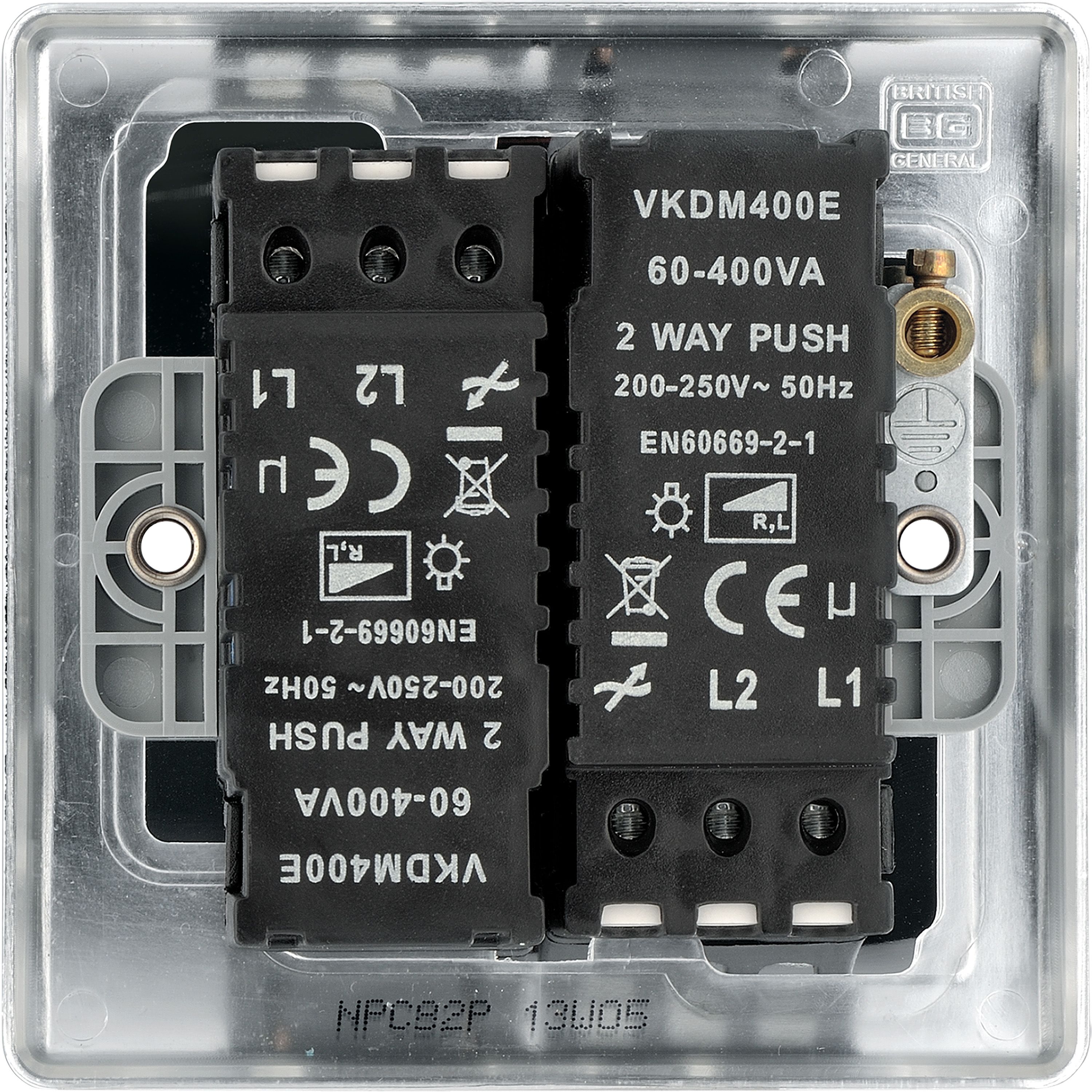 BG Chrome profile Double 2 way 400W Dimmer switch