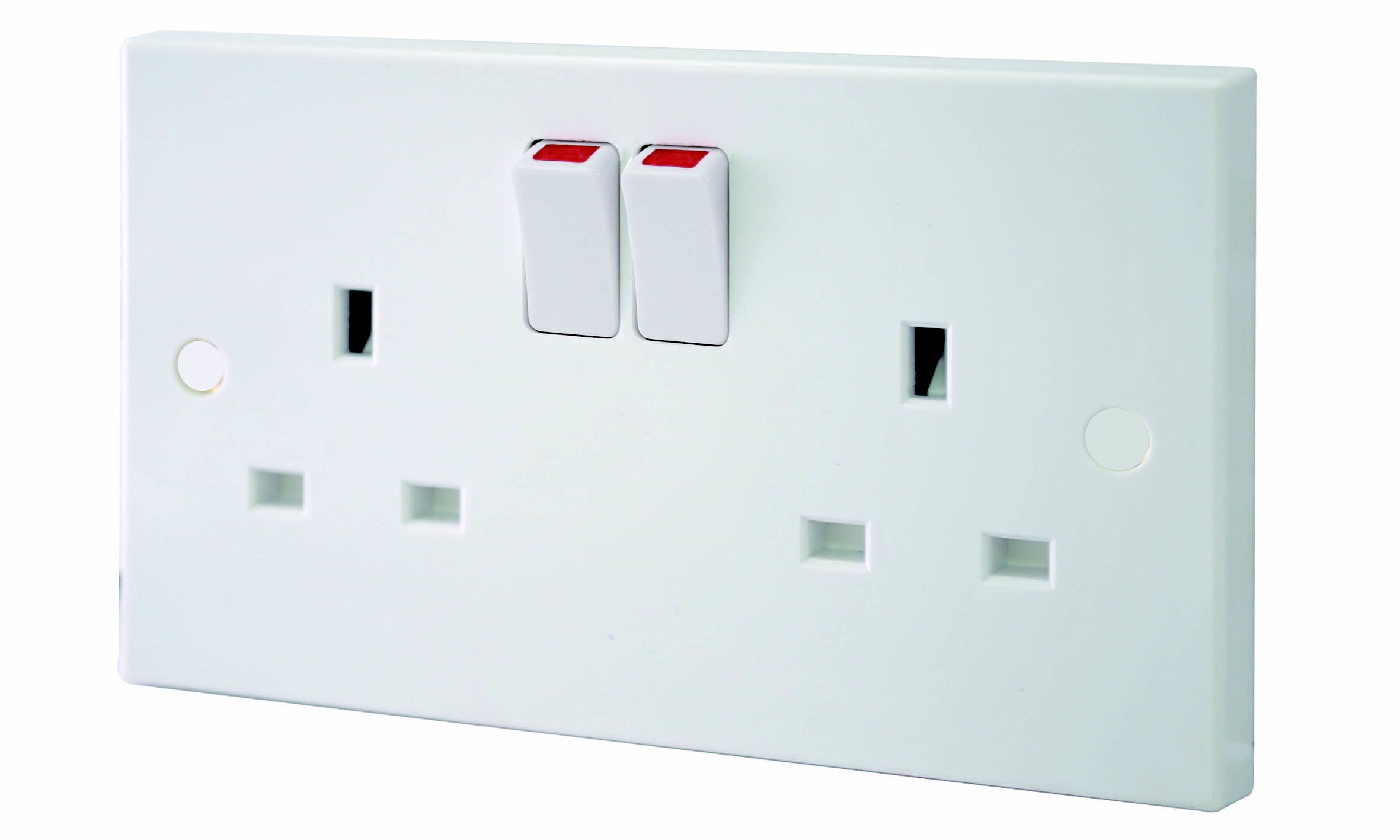 BG Double 13A Gloss White Socket 1 pole