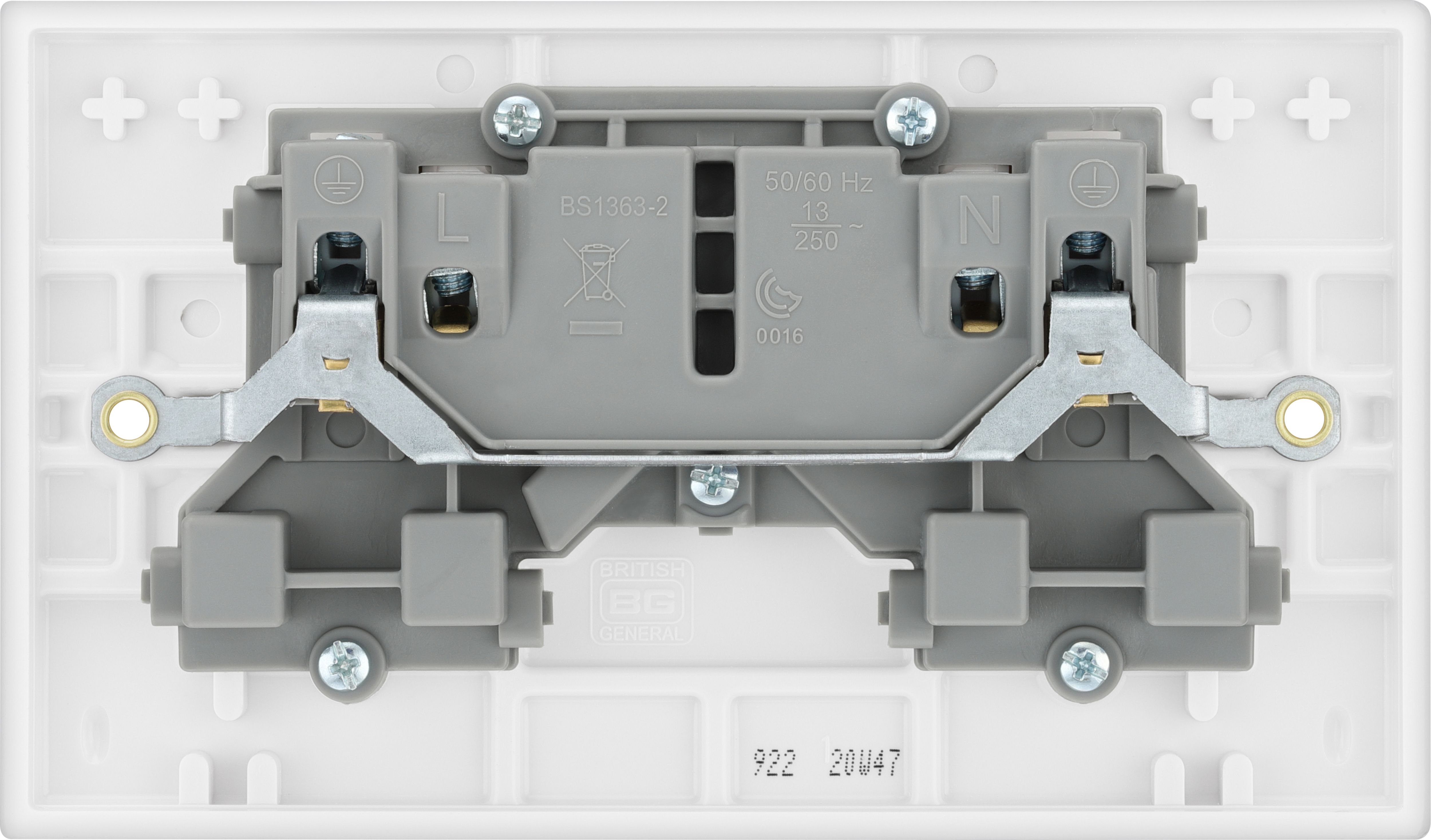 BG Double 13A Gloss White Socket 1 pole - 7