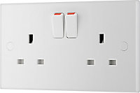 BG Double 13A Switched Socket & White inserts, Pack of 5