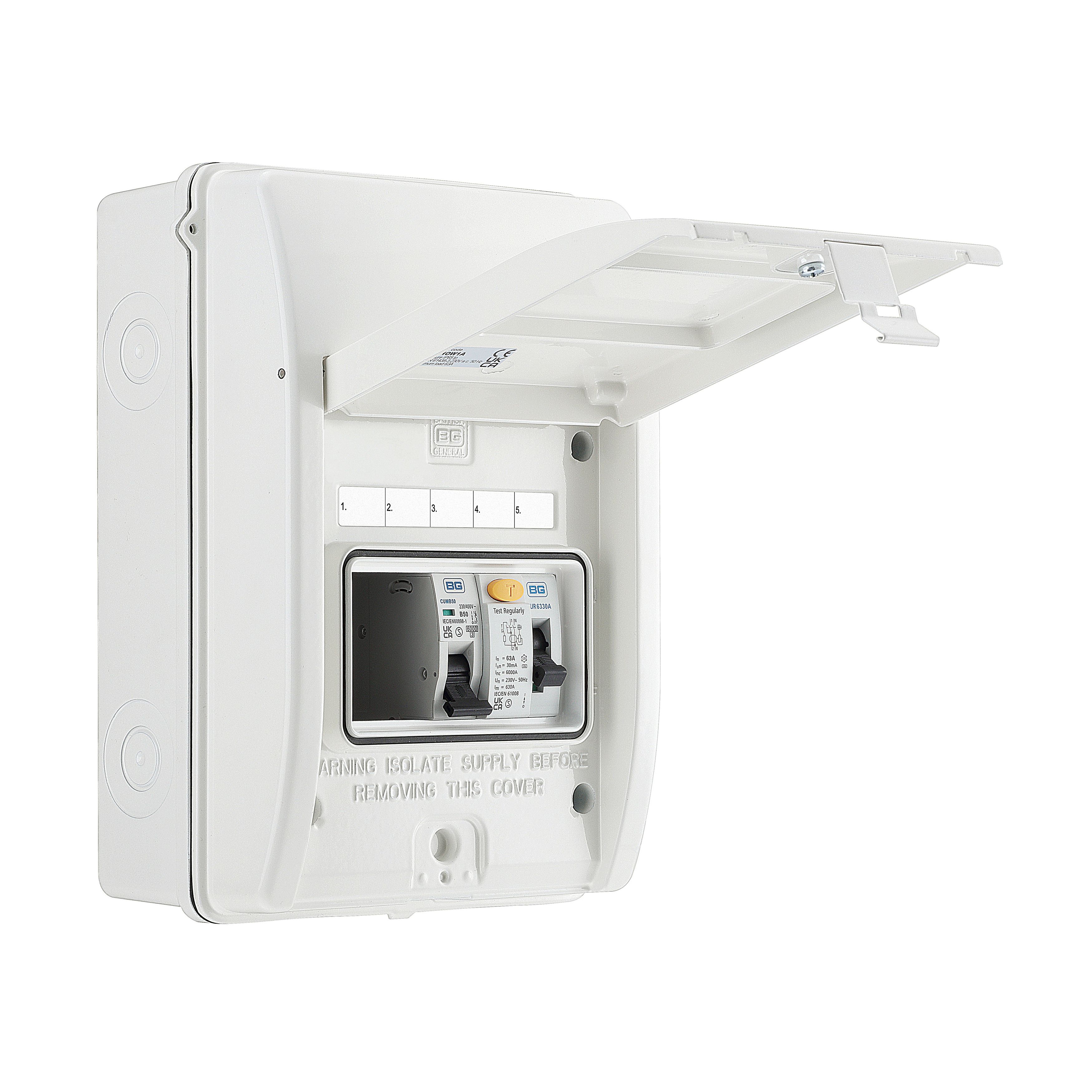 BG Fortress Shower Consumer unit with 63A main switch