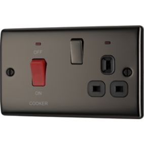 BG Gloss Black Cooker switch & socket with neon