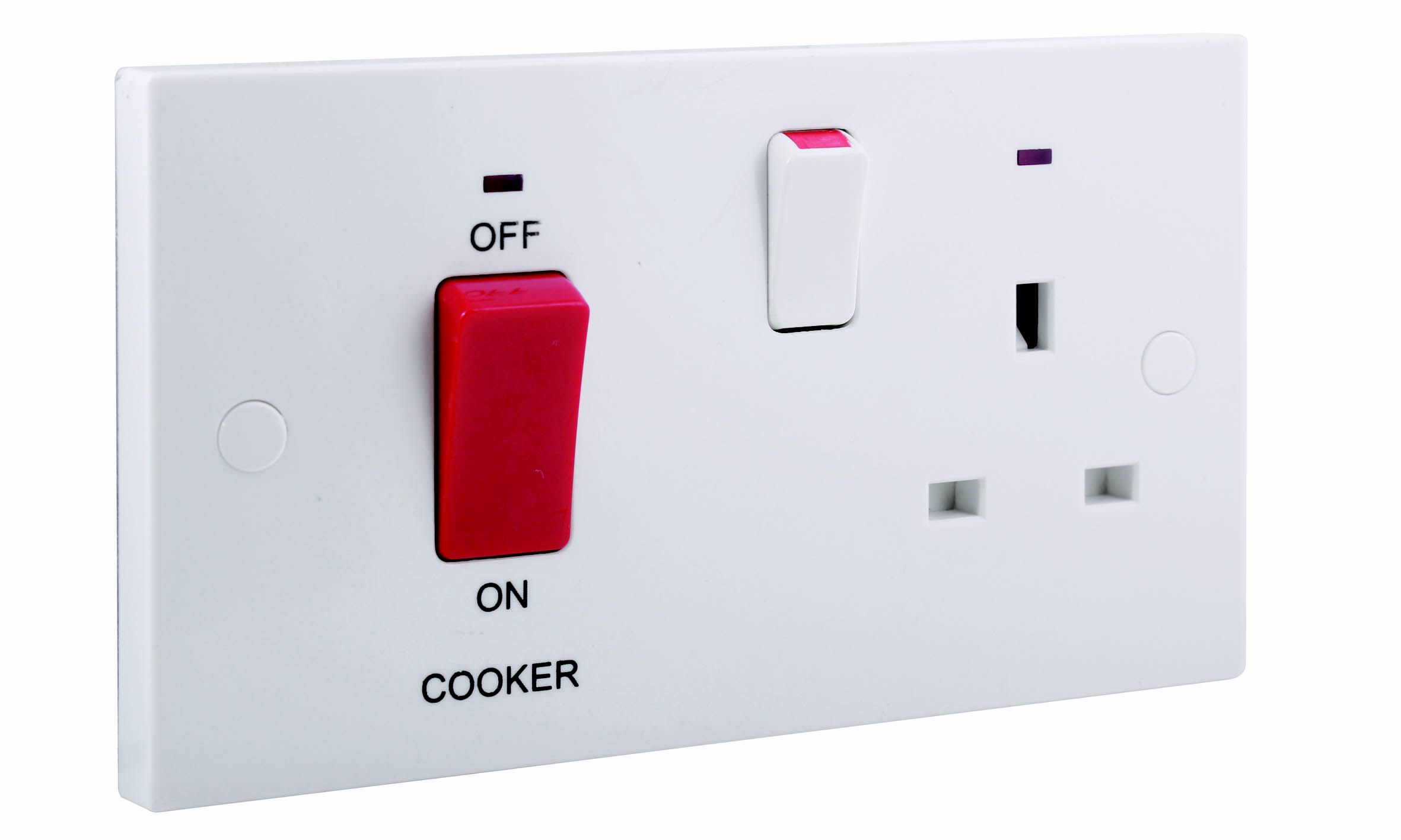 LAP  45A 2-Gang DP Cooker Switch & 13A DP Switched Socket Black Nickel  with Black Inserts