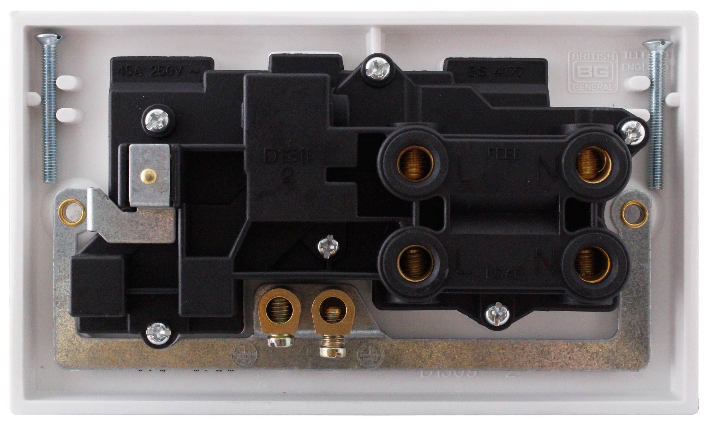 LAP  45A 2-Gang DP Cooker Switch & 13A DP Switched Socket Black Nickel  with Black Inserts - 3