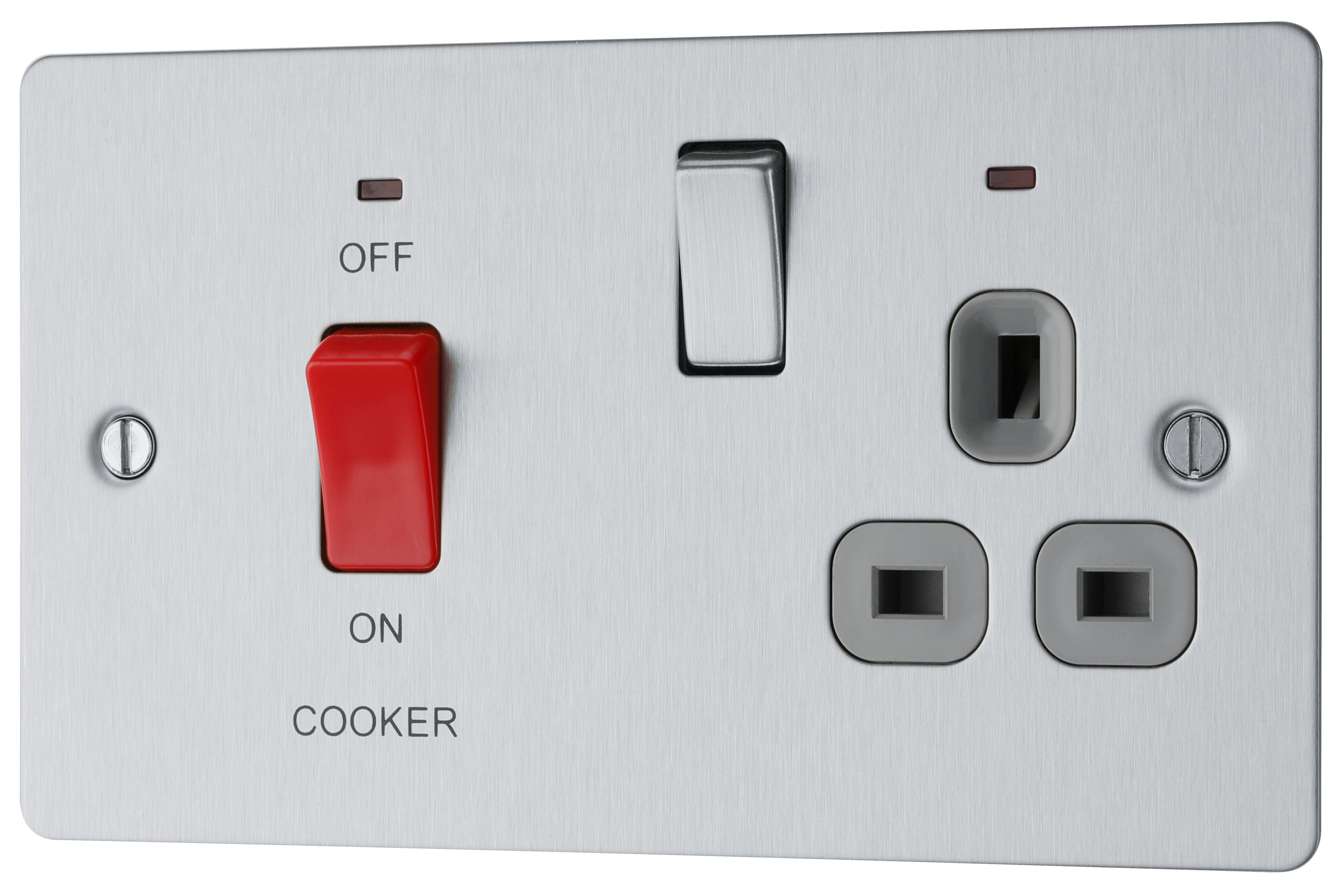 BG Matt Flat Cooker switch & socket with neon