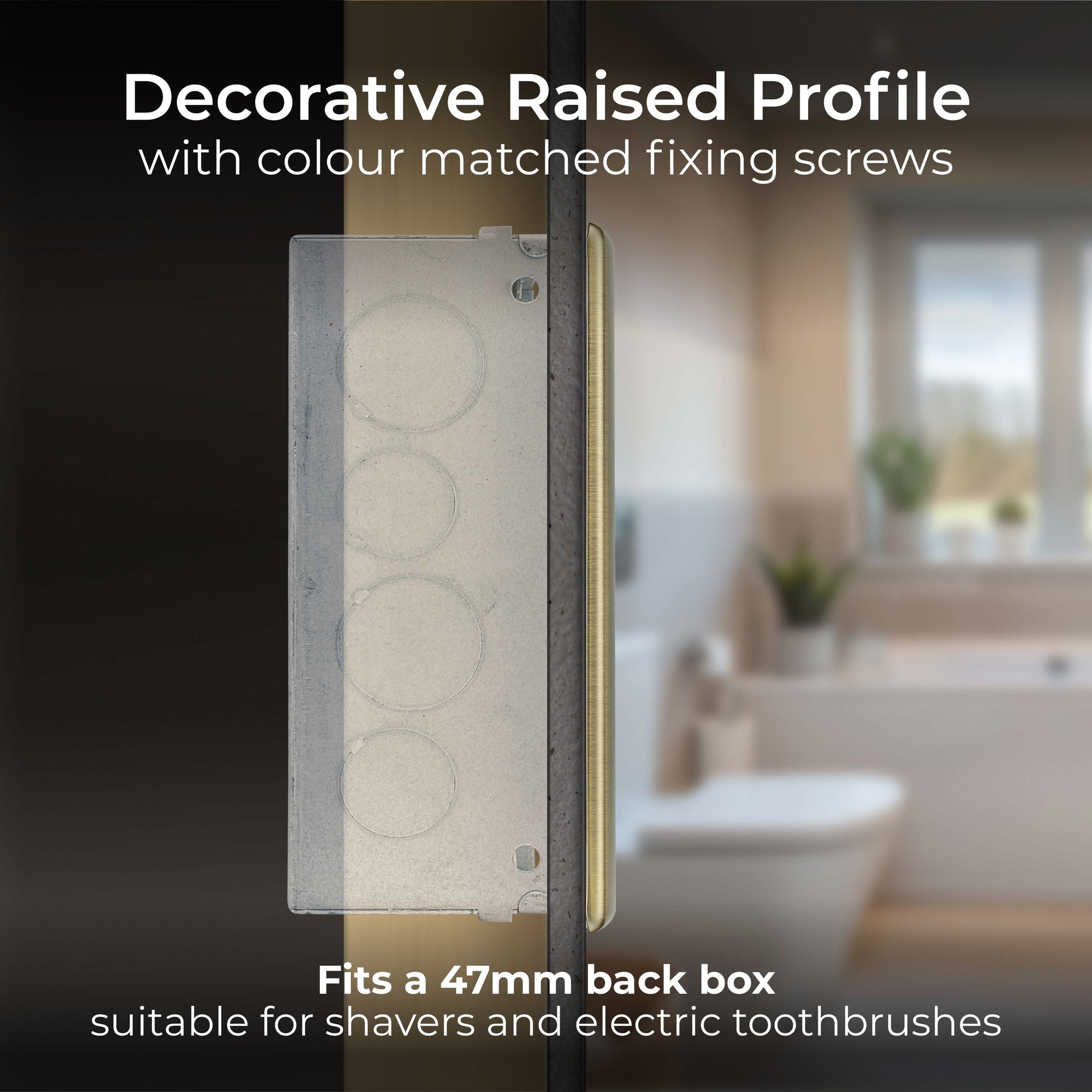BG NAB20B Double Raised slim Screwed Shaver socket Matt 240V Brass effect