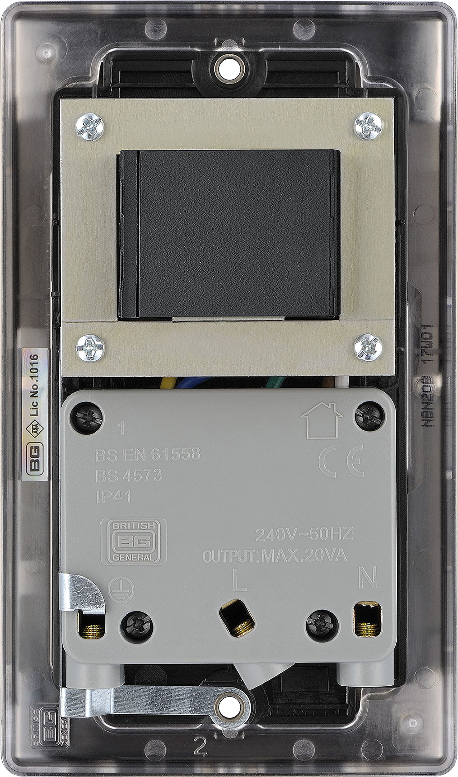 BG NBN20B Double Raised slim Screwed Shaver socket Gloss Black Nickel ...